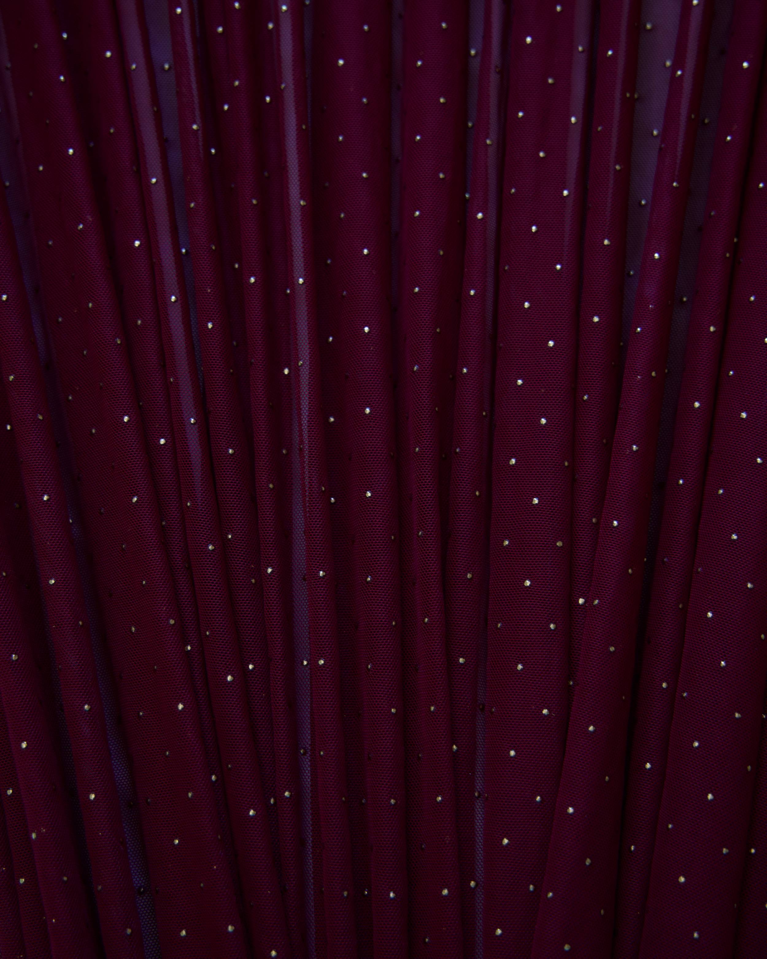 Burgundy & Gold Micro Stud Mesh, Rhinestone Mesh Fabric, Stretch Mesh Fabric, Studded Mesh, Crystal Mesh Fabric, Sparkle Mesh, Sheer Stretch Mesh, Bling Mesh Fabric