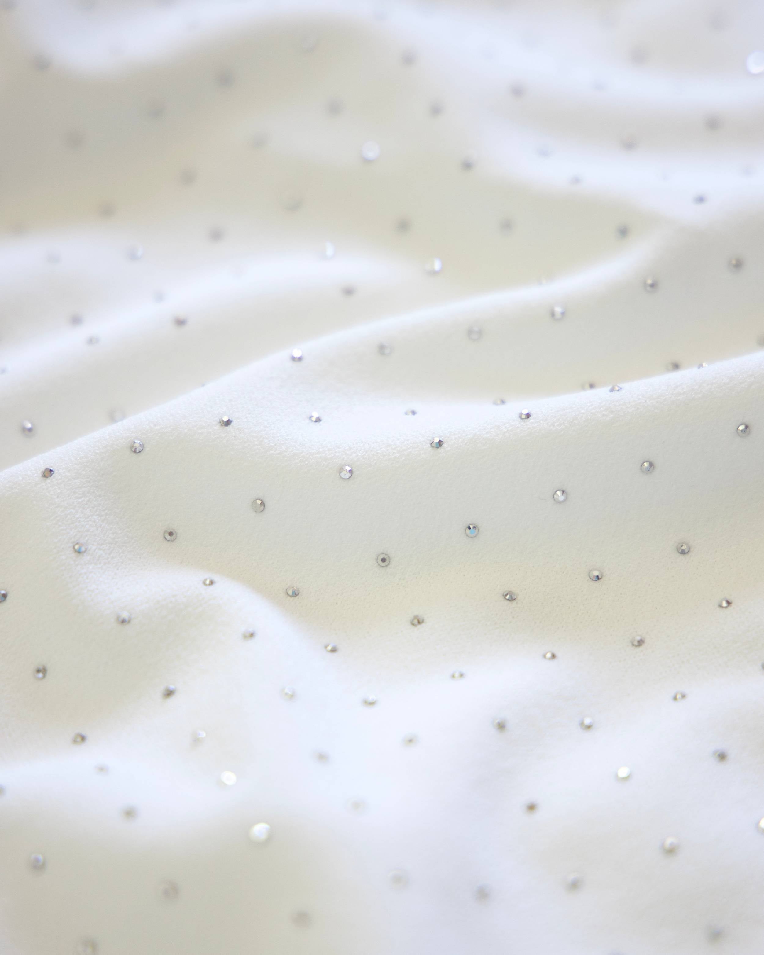 White Stardust Rhinestone Stretch Crepe, Kiki Sewing Store, Kiki Luxury Fabric, Cheap Fabric Store, Kiki Textiles, Kiki Textile by the Yard, Kiki Textile USA