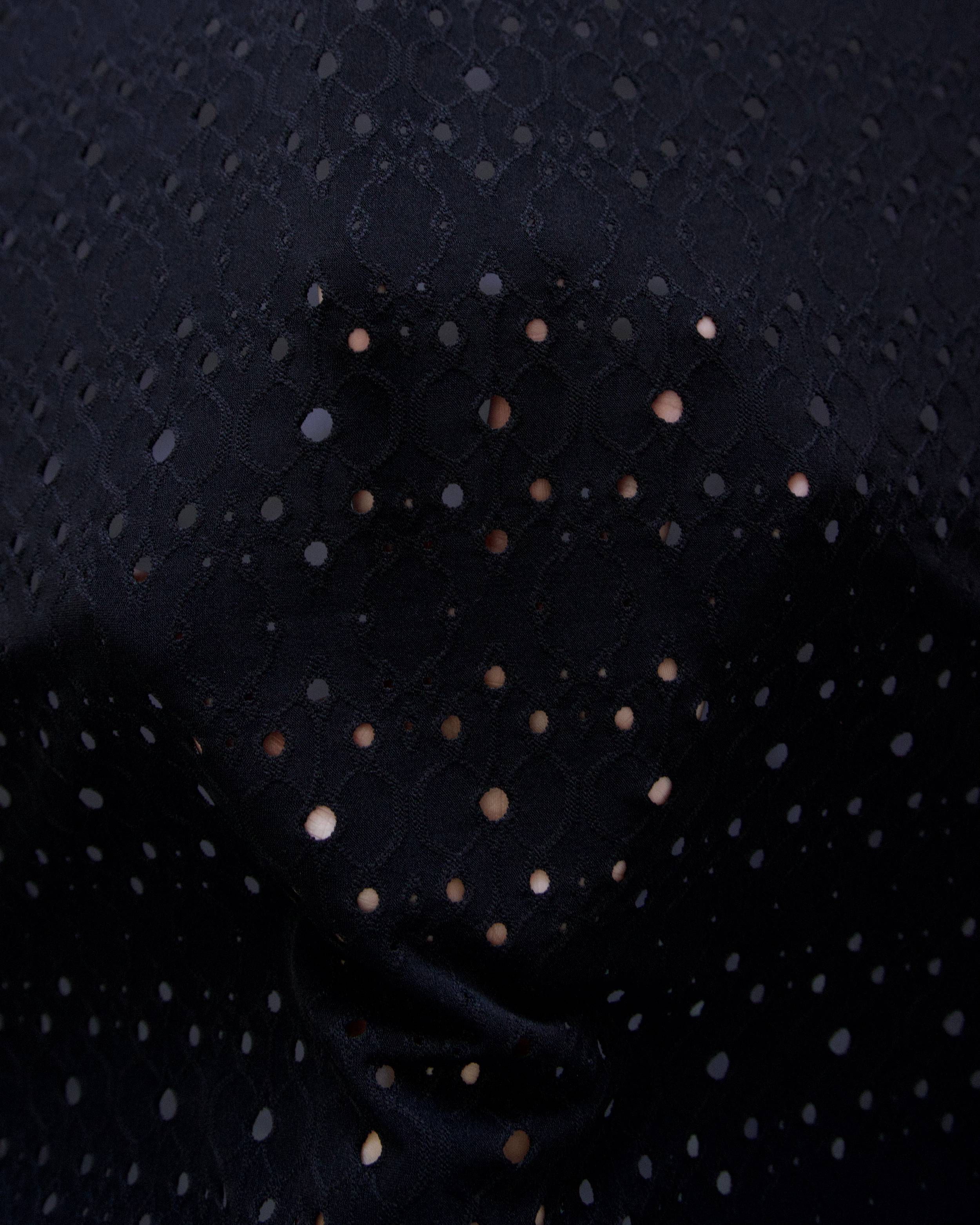 Black 4 Way Stretch Eyelet Jacquard Knit, Kiki Sewing Store, Kiki Luxury Fabric, Cheap Fabric Store, Kiki Textiles, Kiki Textile by the Yard, Kiki Textile USA