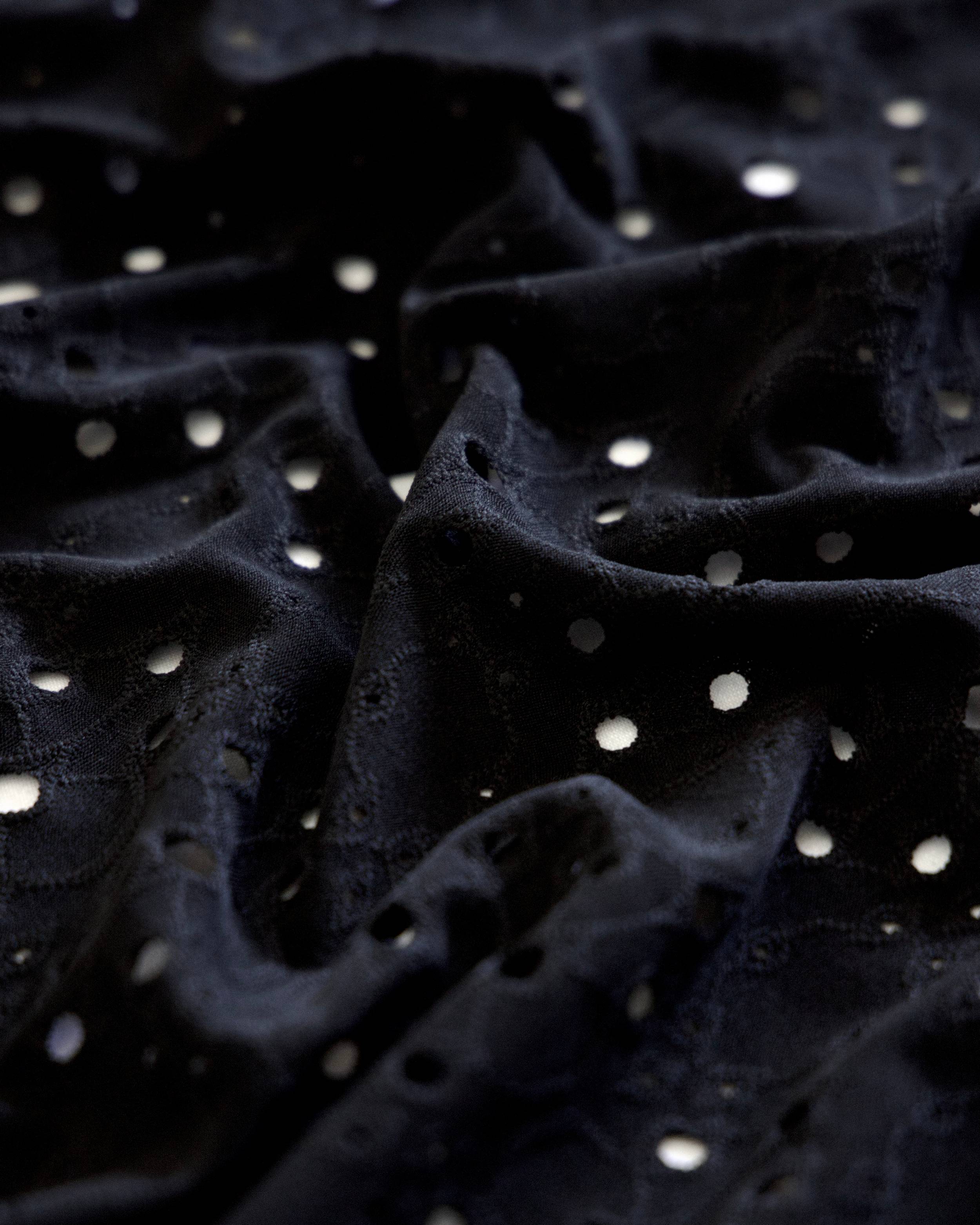 Black 4 Way Stretch Eyelet Jacquard Knit, Eyelet Jacquard Knit Fabric, Stretch Eyelet Fabric, Jacquard Knit Fabric, Textured Knit Fabric, Breathable Knit Fabric