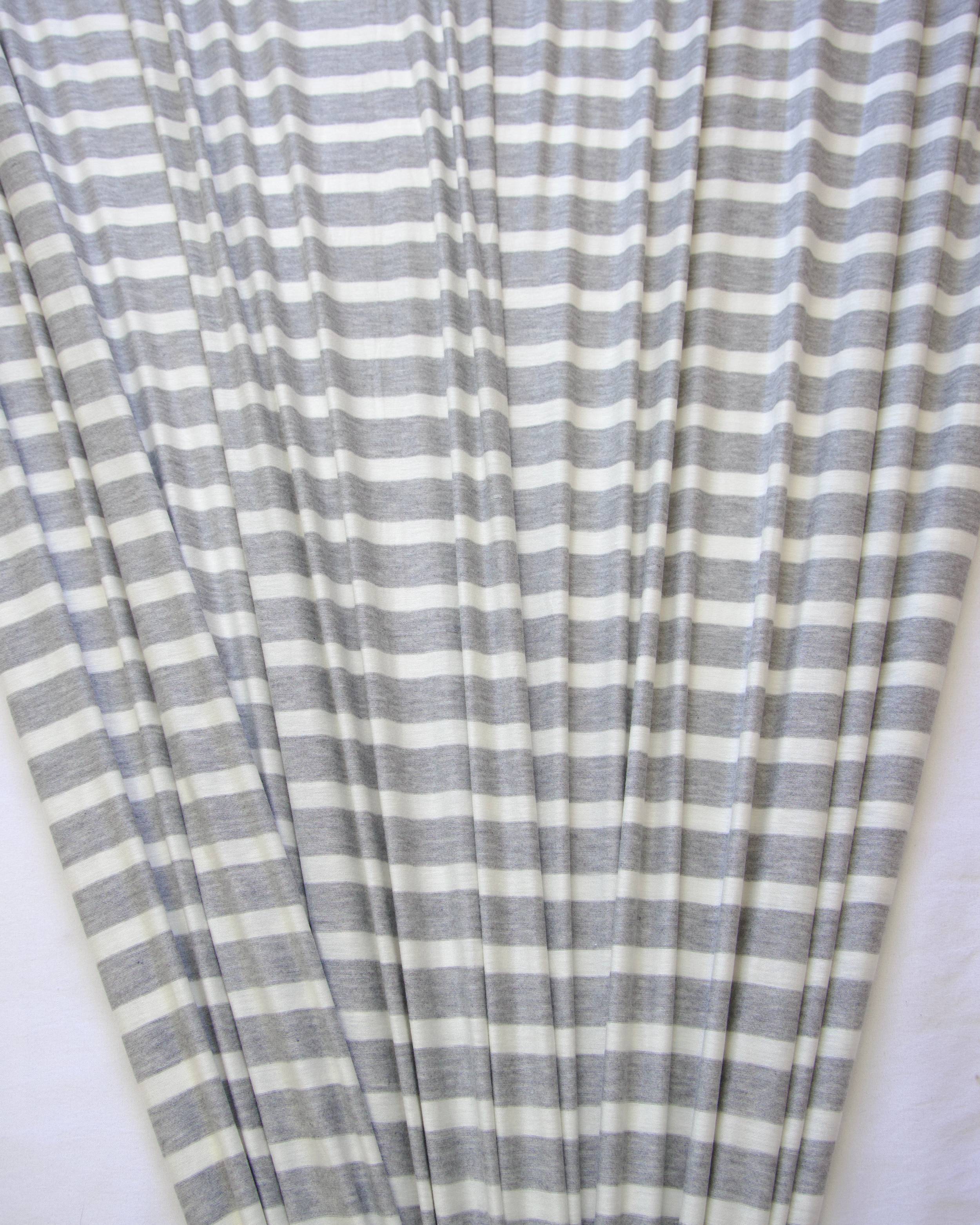 Feather Gray Everyday Fine Rayon Stripe Jersey Knit, Striped Jersey Fabric, Rayon Spandex Knit, Stretch Stripe Fabric, 4 Way Stretch Knit, Soft Stripe Jersey
