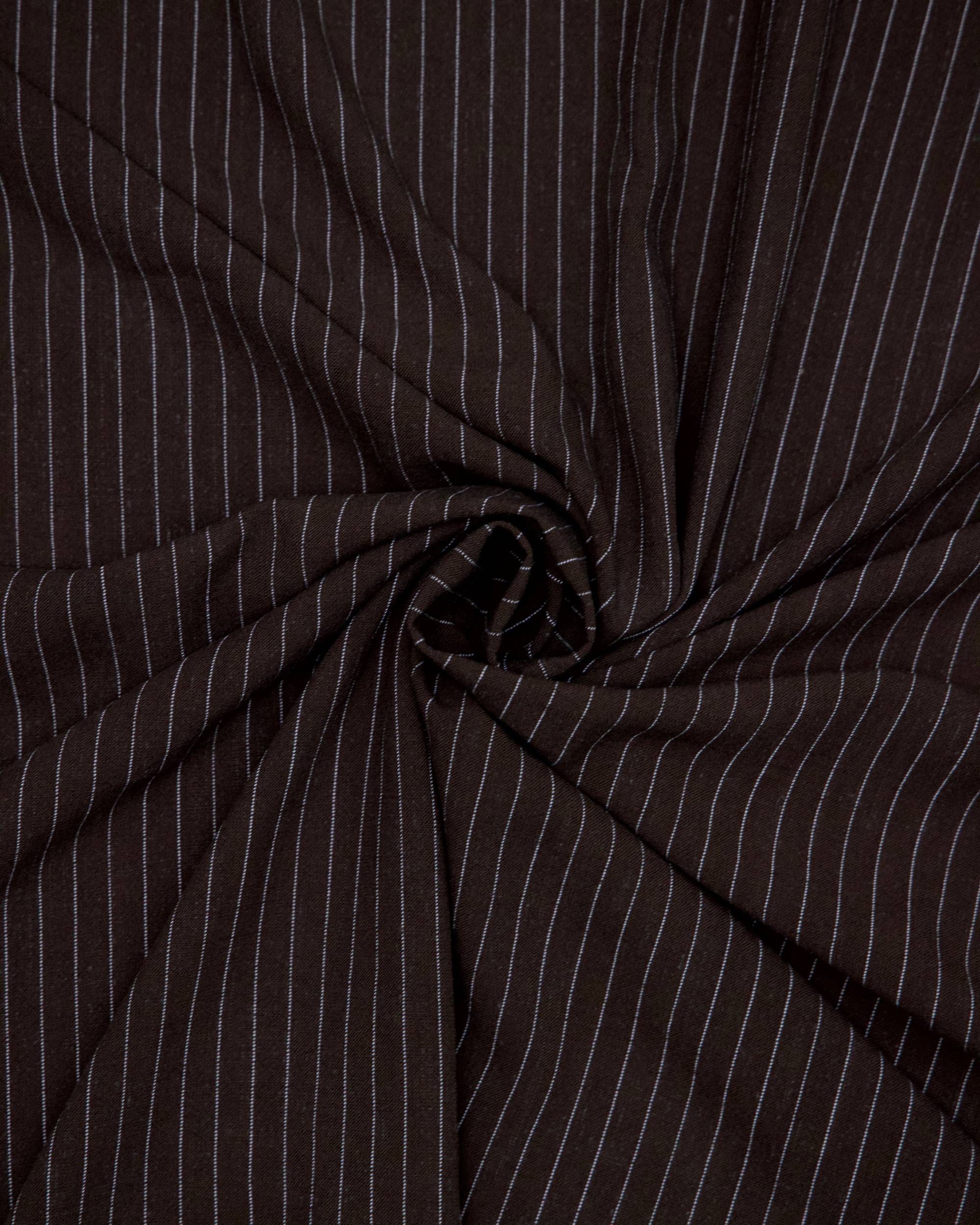 Chocolate Brown Resort Pinstripe Linen Blend, Pinstripe Fabric, Resort Wear Fabric, Linen Rayon Blend, Striped Linen Fabric, Tailored Fabric, Lightweight Suiting Fabric, Breathable Linen Fabric