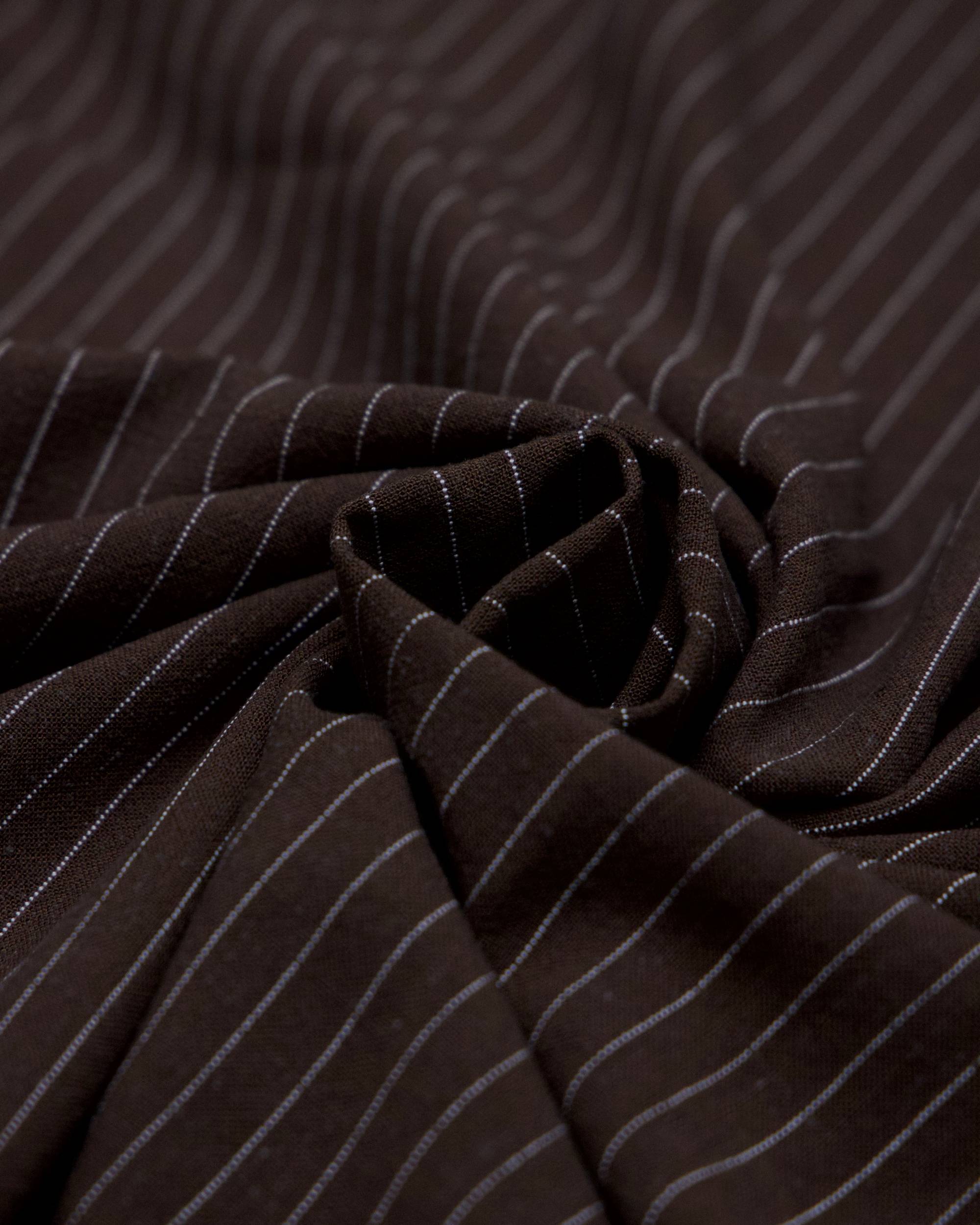 Chocolate Brown Resort Pinstripe Linen Blend, Pinstripe Fabric, Resort Wear Fabric, Linen Rayon Blend, Striped Linen Fabric, Tailored Fabric, Lightweight Suiting Fabric, Breathable Linen Fabric