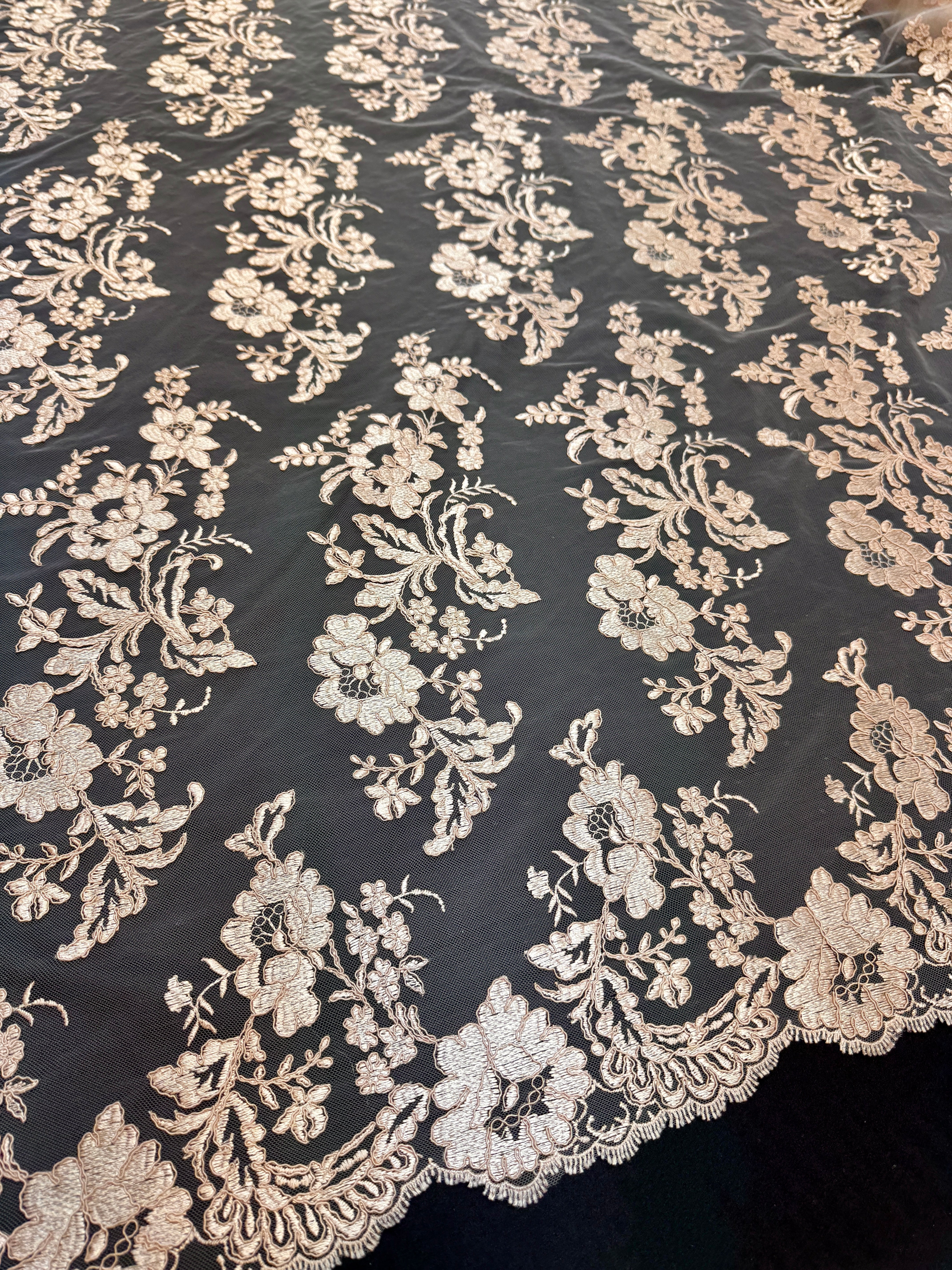 Romantic Bloom Embroidered Mesh Lace