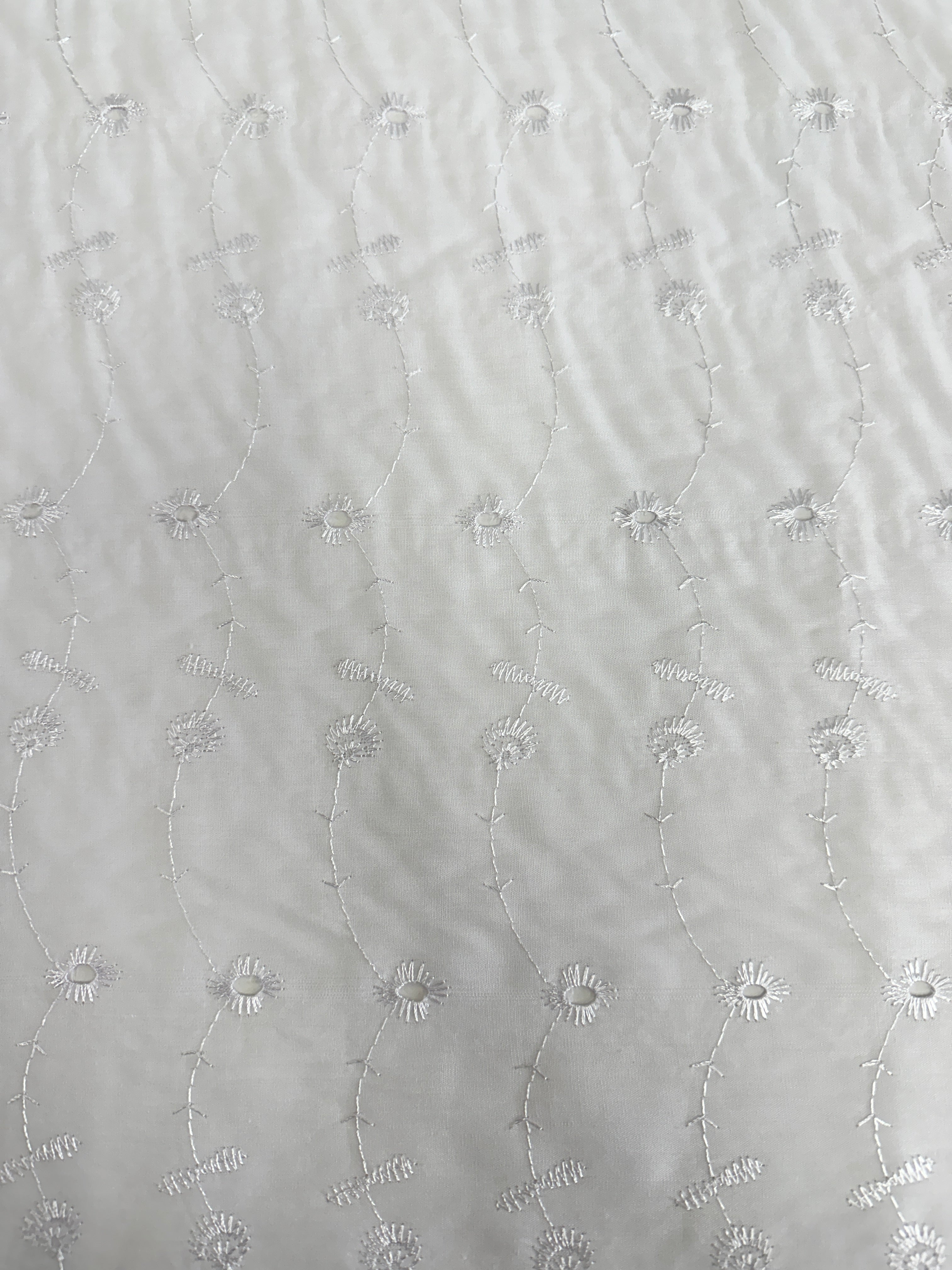 white cotton fabric with flower patterns on it 