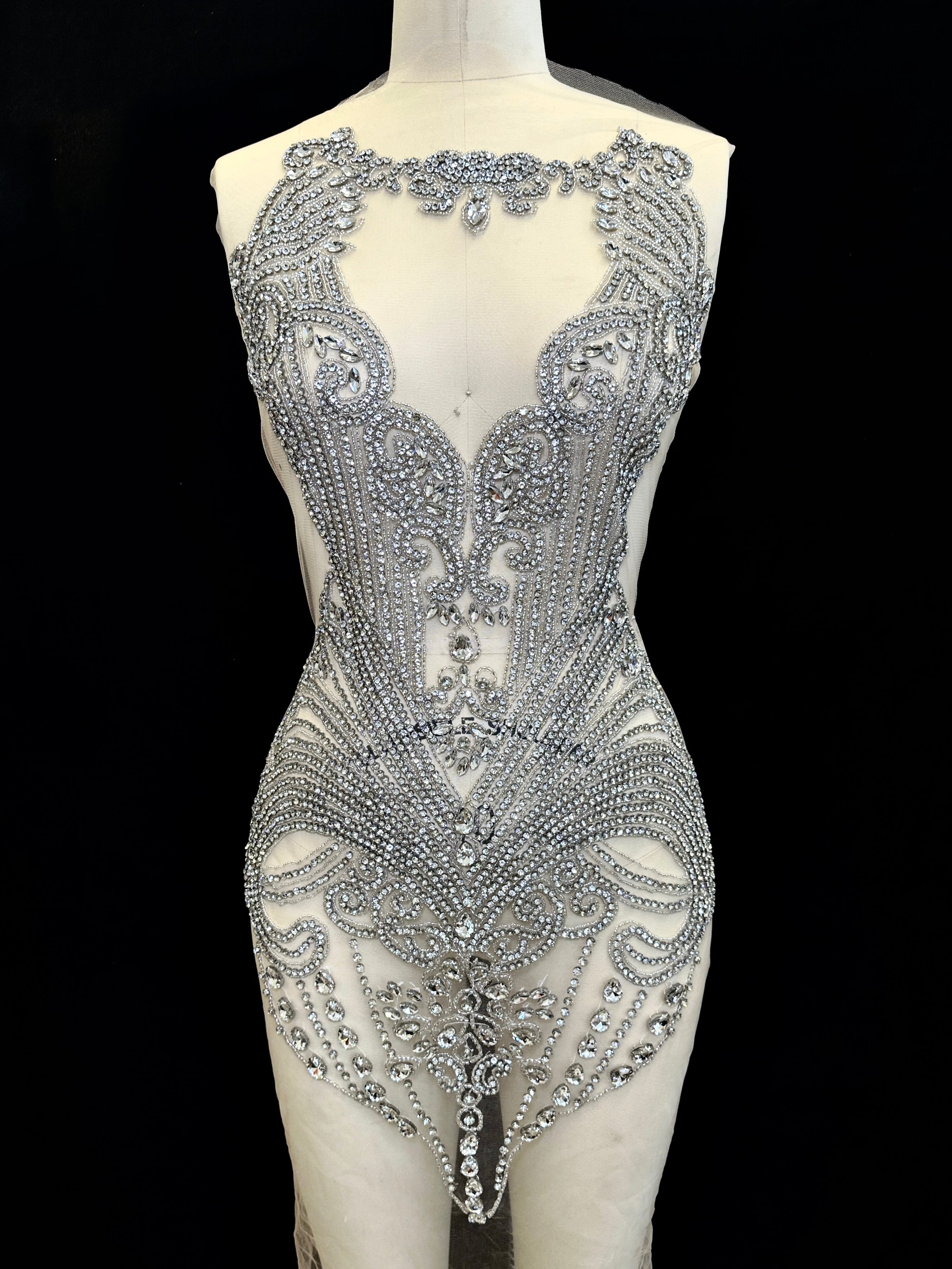 Gigi Rhinestone Bodice Applique, sparkle crystal bodice, silver rhinestone applique, rhinestone bodice for woman, rhinestone bodice ,rhinestone beads, rhinestone applique, rhinestone applications, rhinestone, luxurious dress, flawless dress fabric, embellishment for dress, diy dress, decoration for dress, crystal applique for dresses, crafts for dress, bridal dress rhinestone, beaded mesh sequin bodice, beaded mesh fabric for dress, beaded bodice for dress, applique for gown, applique for dress