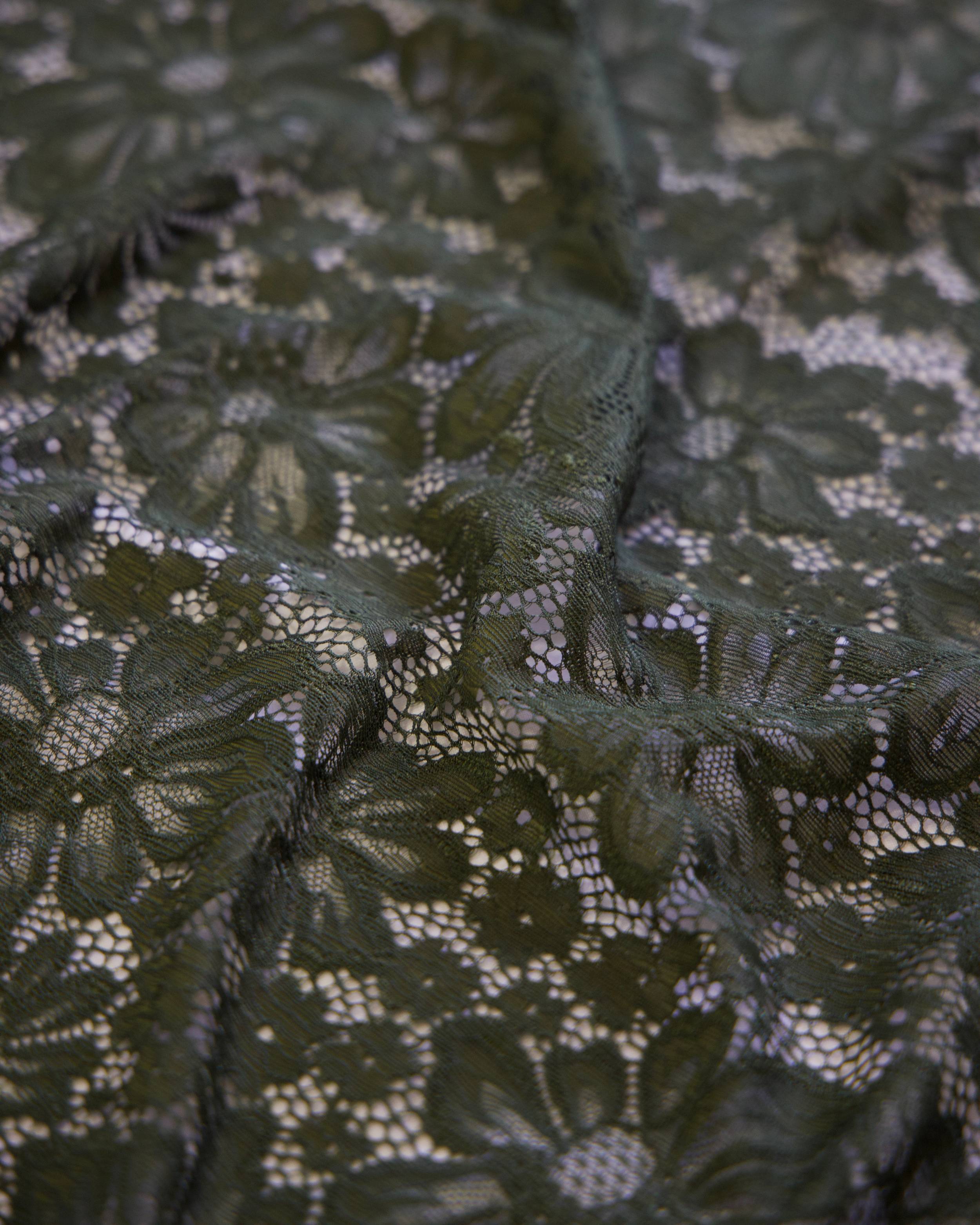 Olive Green Floral Chantilly Stretch Lace Mesh, Floral Lace Fabric, Floral Lace Mesh, Chantilly Lace Fabric, Sheer Lace Fabric, Stretch Lace Fabric, Lace Mesh Fabric