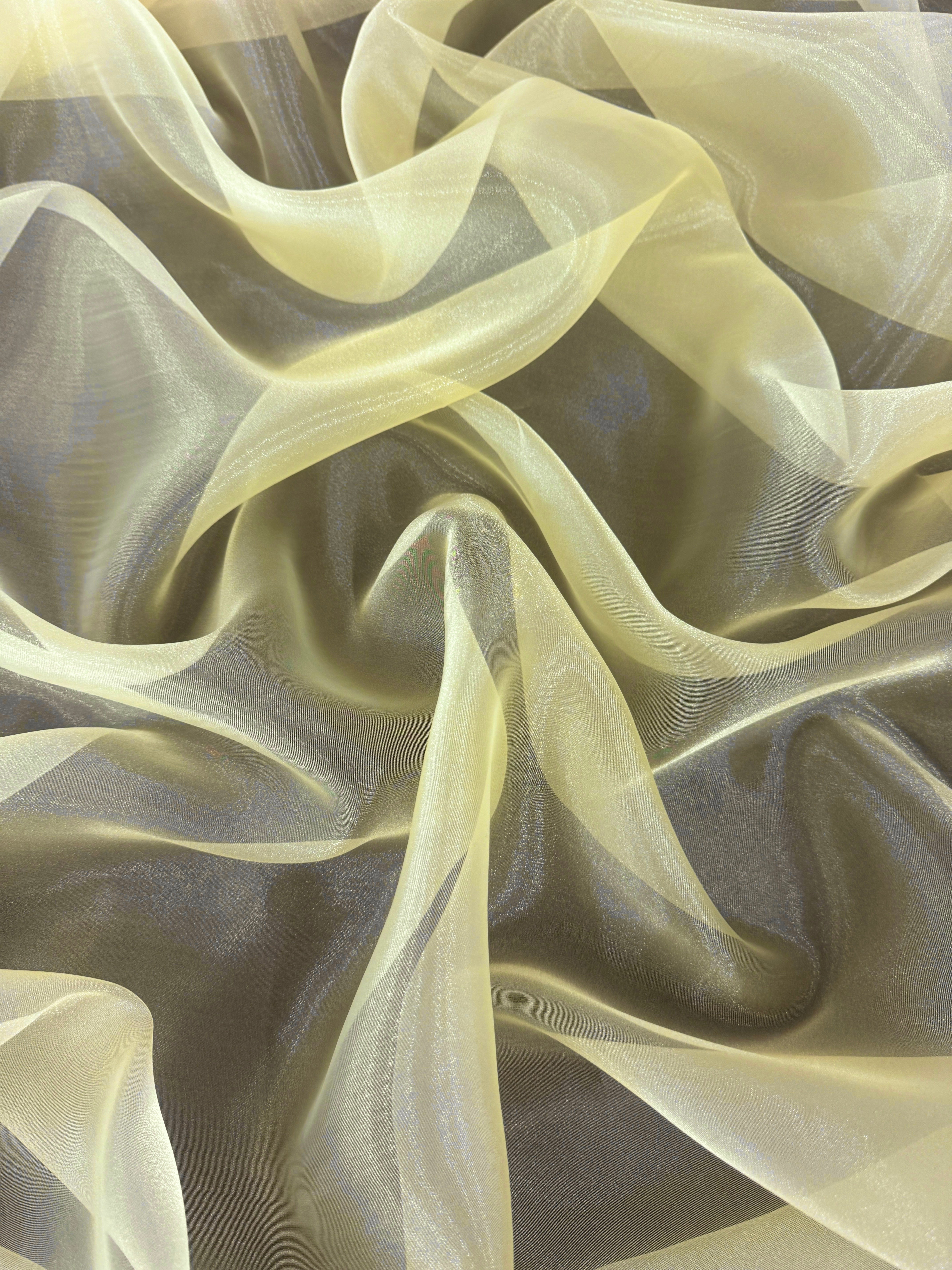 Banana Yellow Crystal Organza, online textile store, sewing, fabric store, sewing store, cheap fabric store, kiki textiles