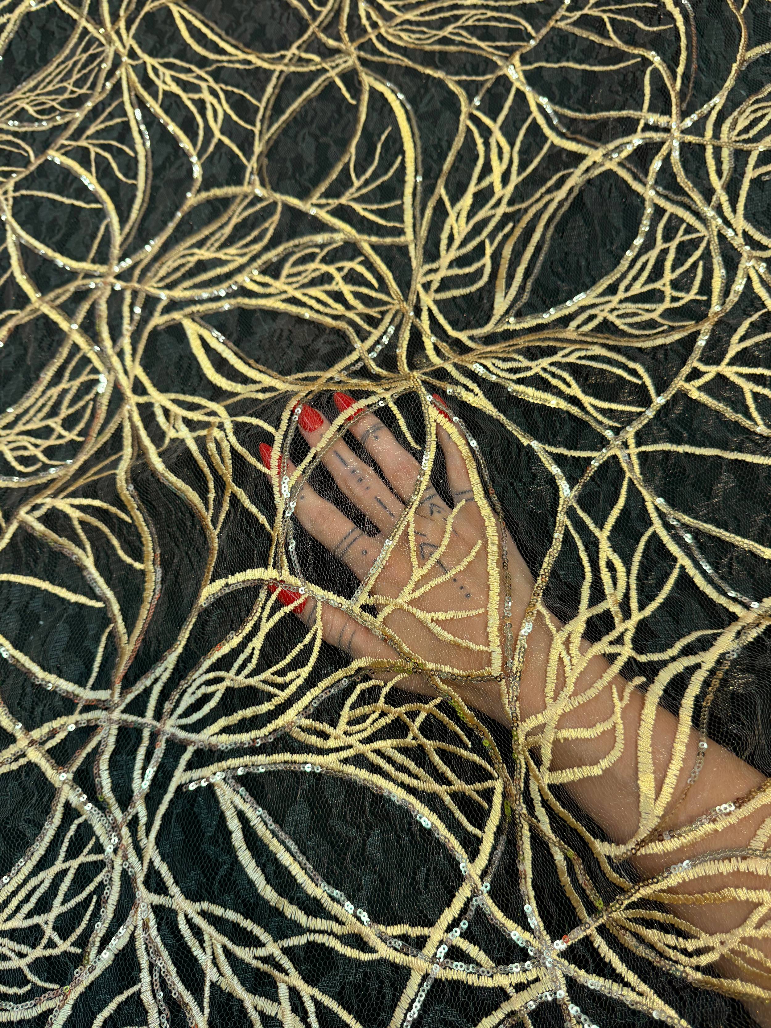 Infinity Web Sequin Embroidered Mesh