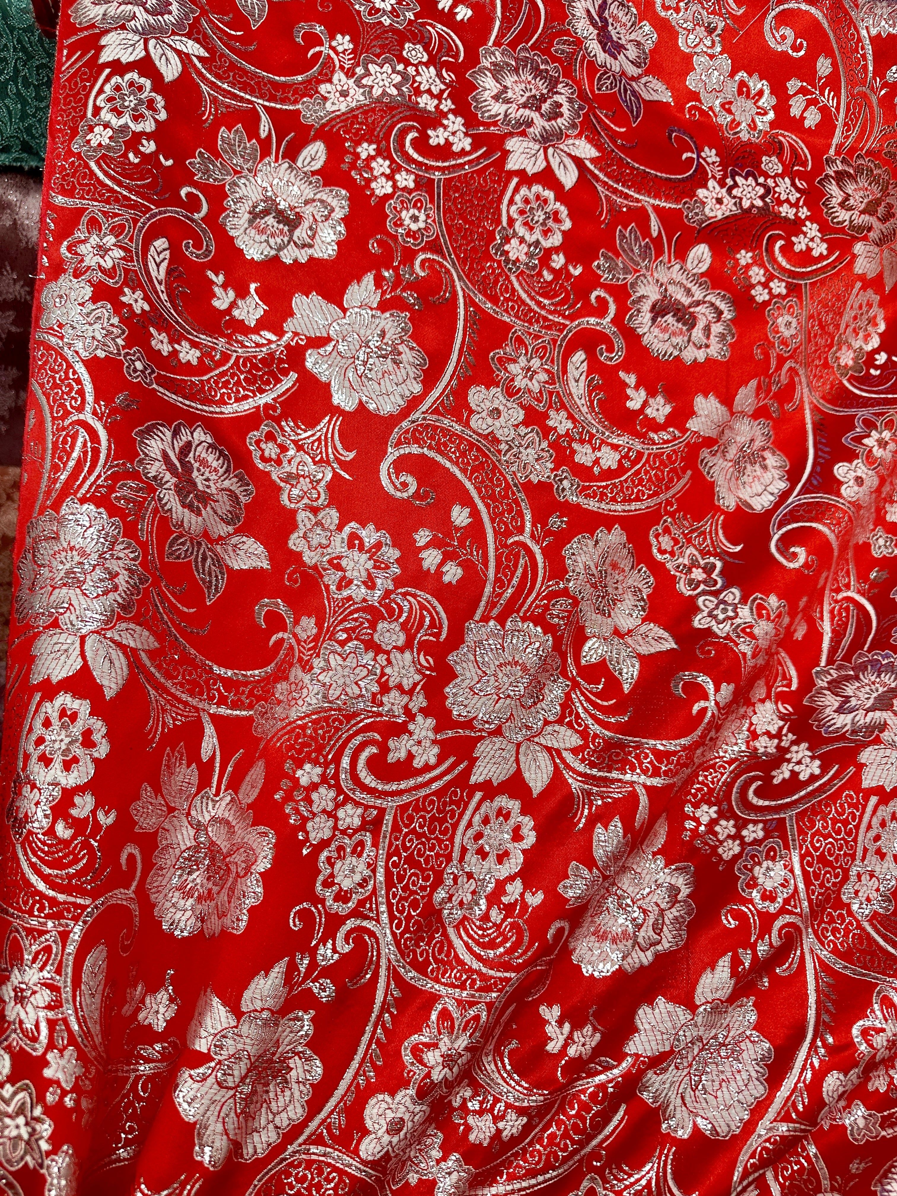 red chinese Brocade, dark red brocade, blood red brocade, light red brocade, chinese brocade for brazers, brocade for woman, brocade for bride, premium brocade, brocade in low price, best quality brocade