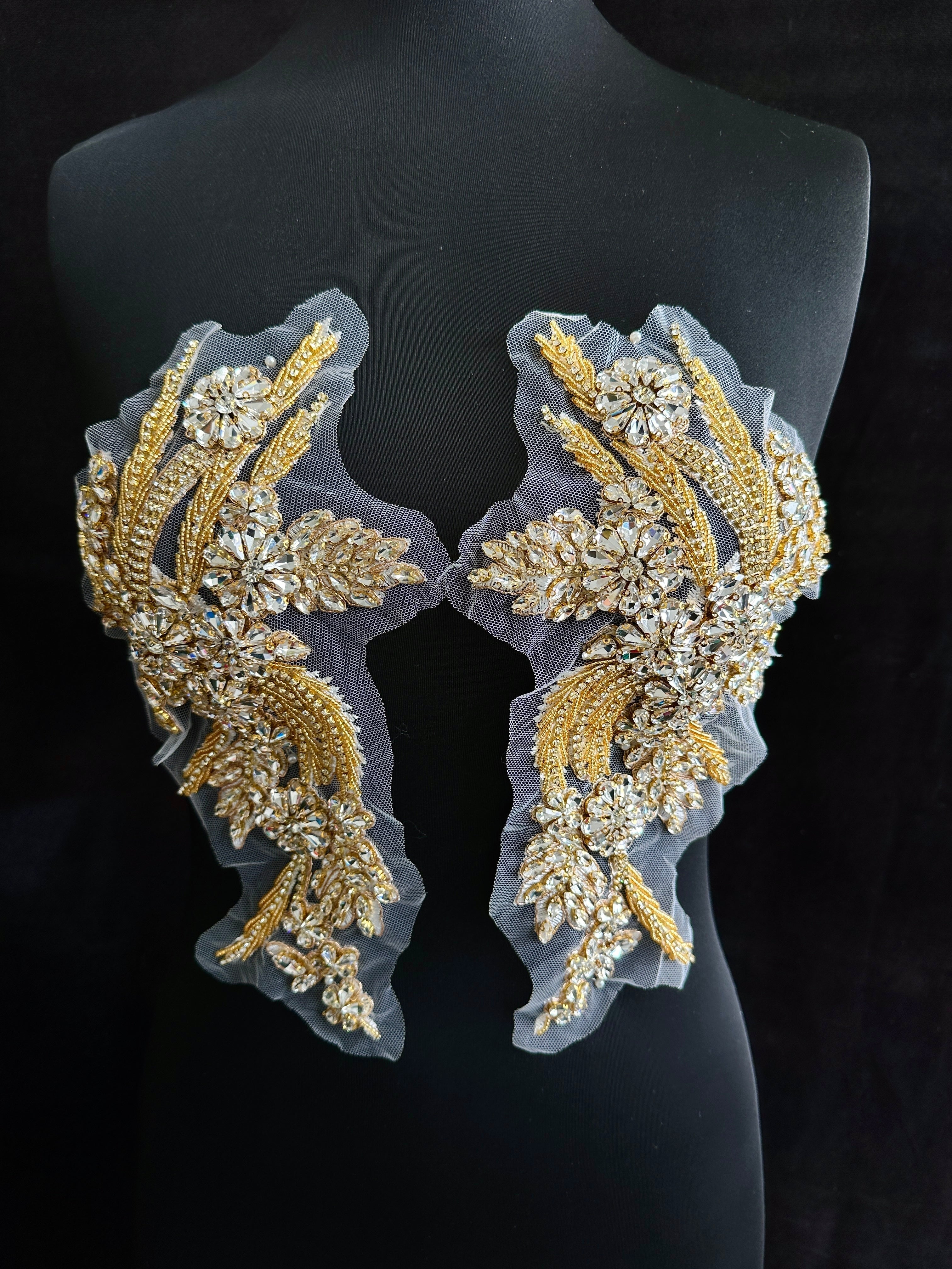 Gina Gold Rhinestone Applique, online rhinestones store, sewing,  fabric store, sewing store, cheap rhinestones store, rhinestones world