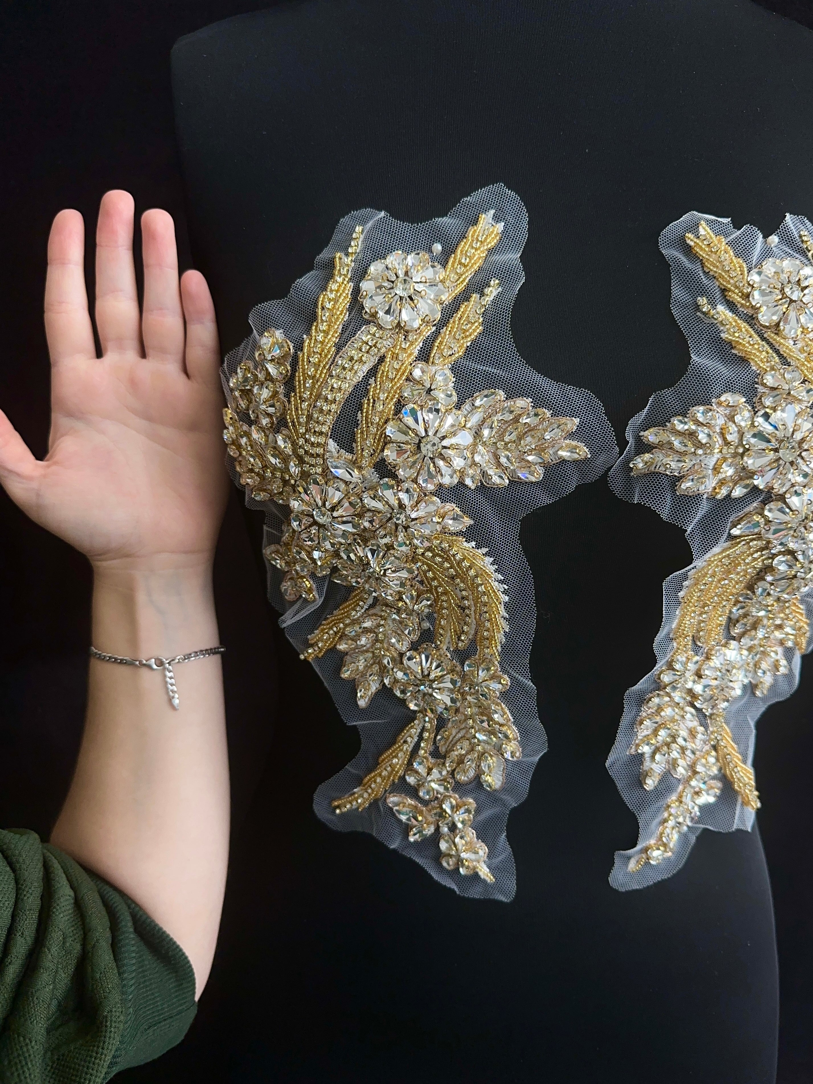 Gina Gold Rhinestone Applique, online Shop Fabrics Online, Sewing, Fabric Store, Sewing Store, Cheap Fabric Store, Kiki Textiles
