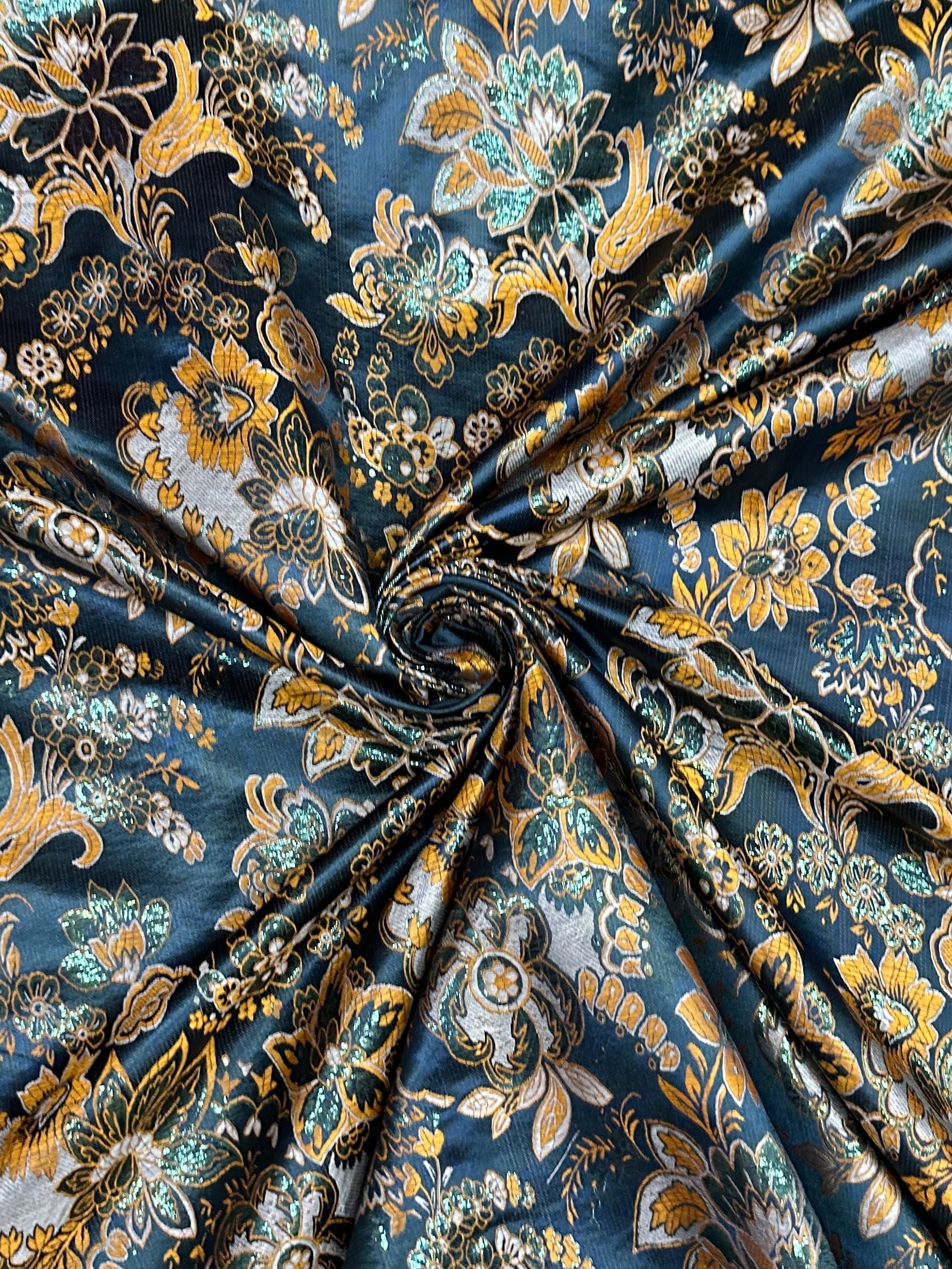  Floral Navy Gold Brocade, navy brocade, blue brocade, light blue brocade, dark blue brocade, gold brocade, brocade for woman, brocade for bride, premium brocade, brocade in low price, best quality brocade
