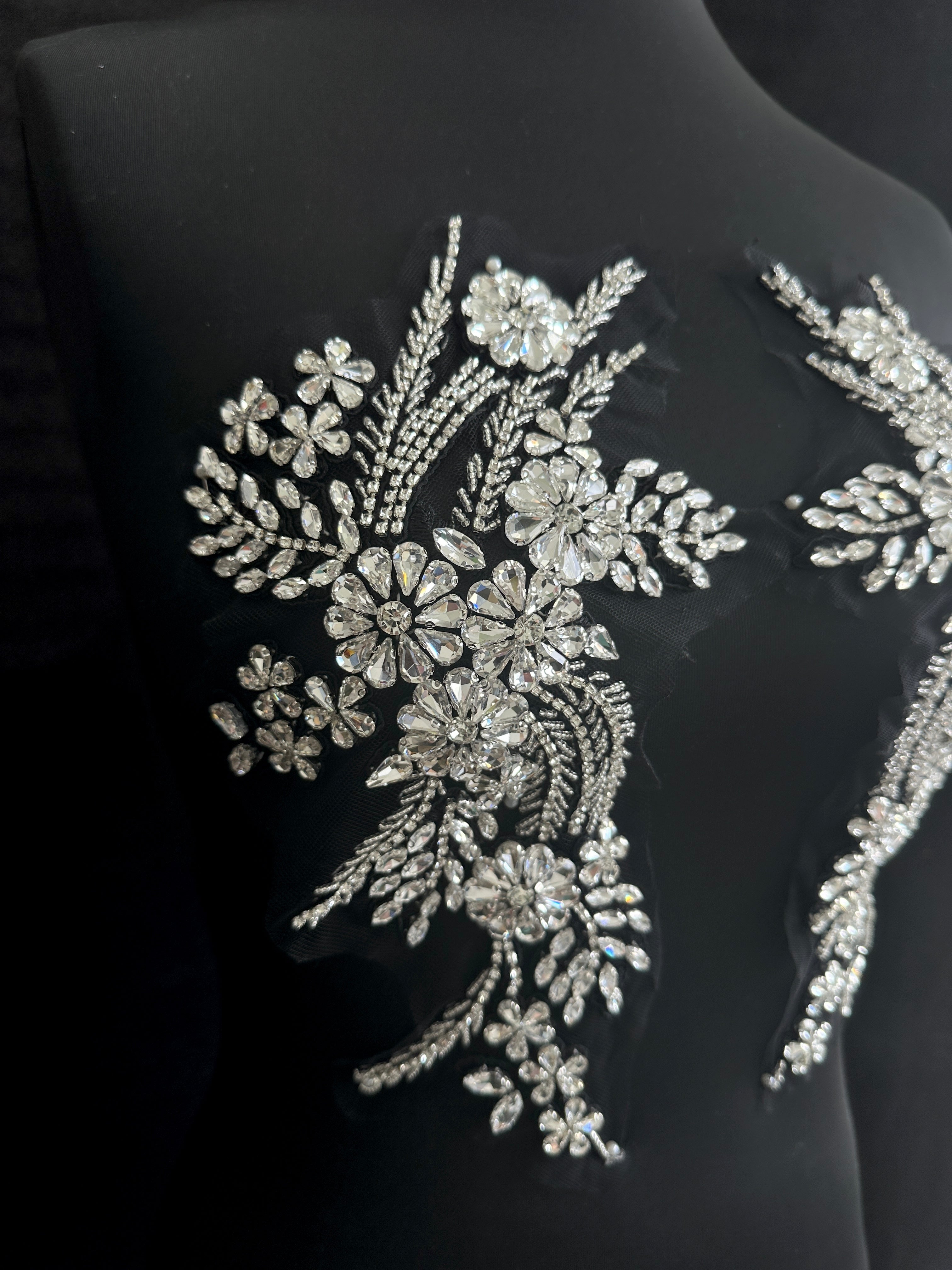 Vanda Silver Rhinestone Applique, Shop Fabrics Online, Sewing, Fabric Store, Sewing Store, Cheap Fabric Store, Kiki Textiles