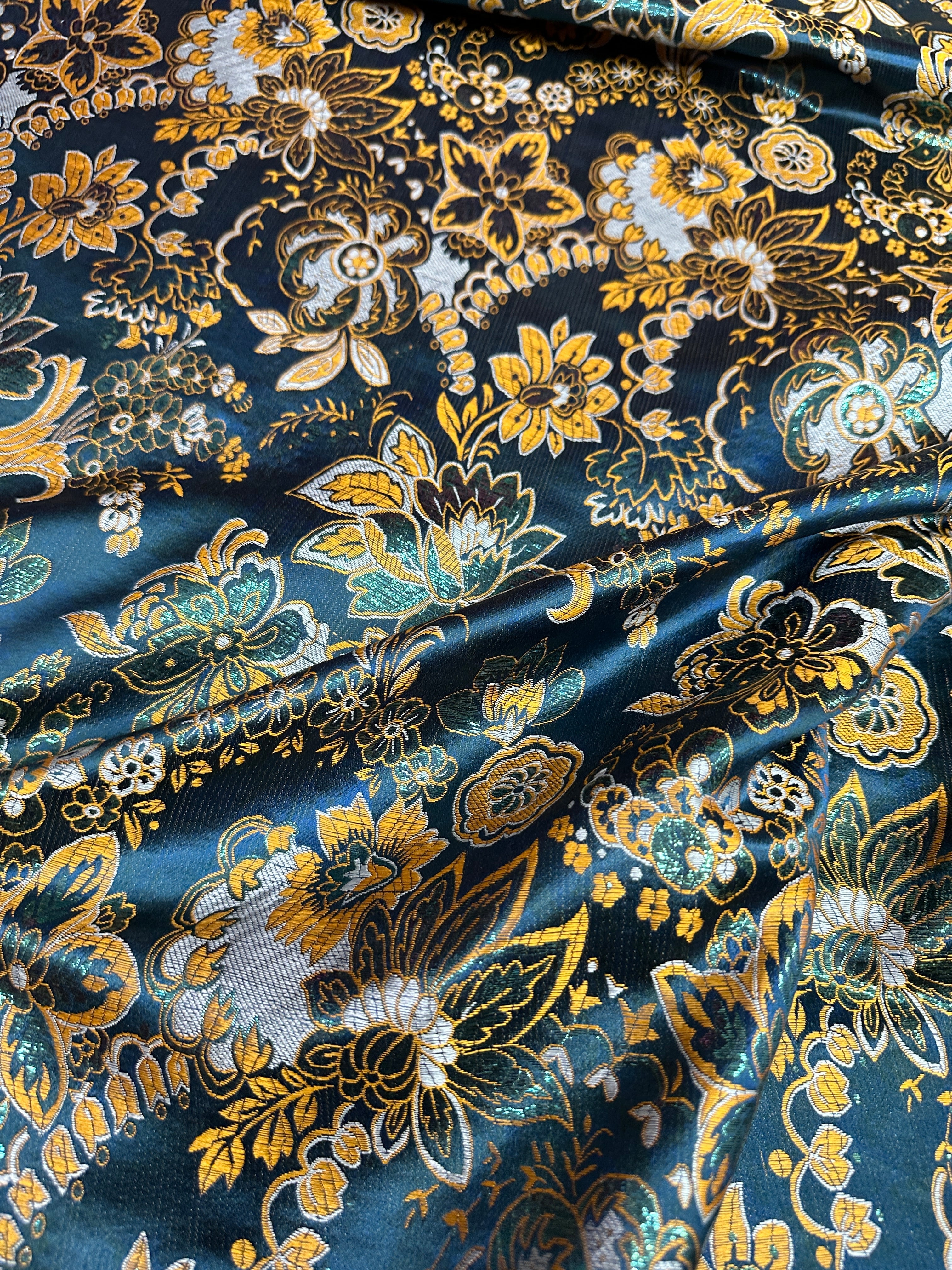  Floral Navy Gold Brocade, navy brocade, blue brocade, light blue brocade, dark blue brocade, gold brocade, brocade for woman, brocade for bride, premium brocade, brocade in low price, best quality brocade