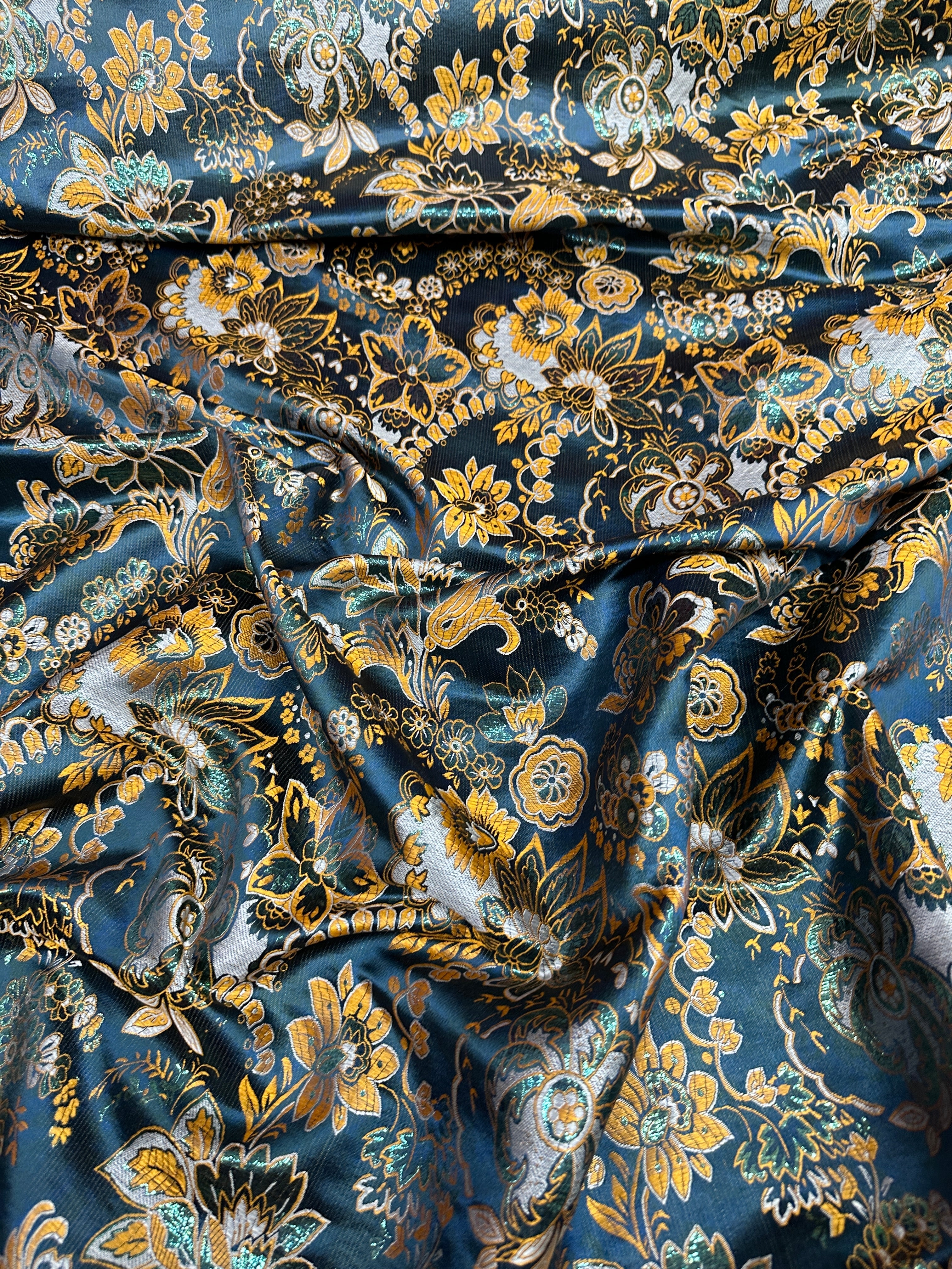  Floral Navy Gold Brocade, navy brocade, blue brocade, light blue brocade, dark blue brocade, gold brocade, brocade for woman, brocade for bride, premium brocade, brocade in low price, best quality brocade