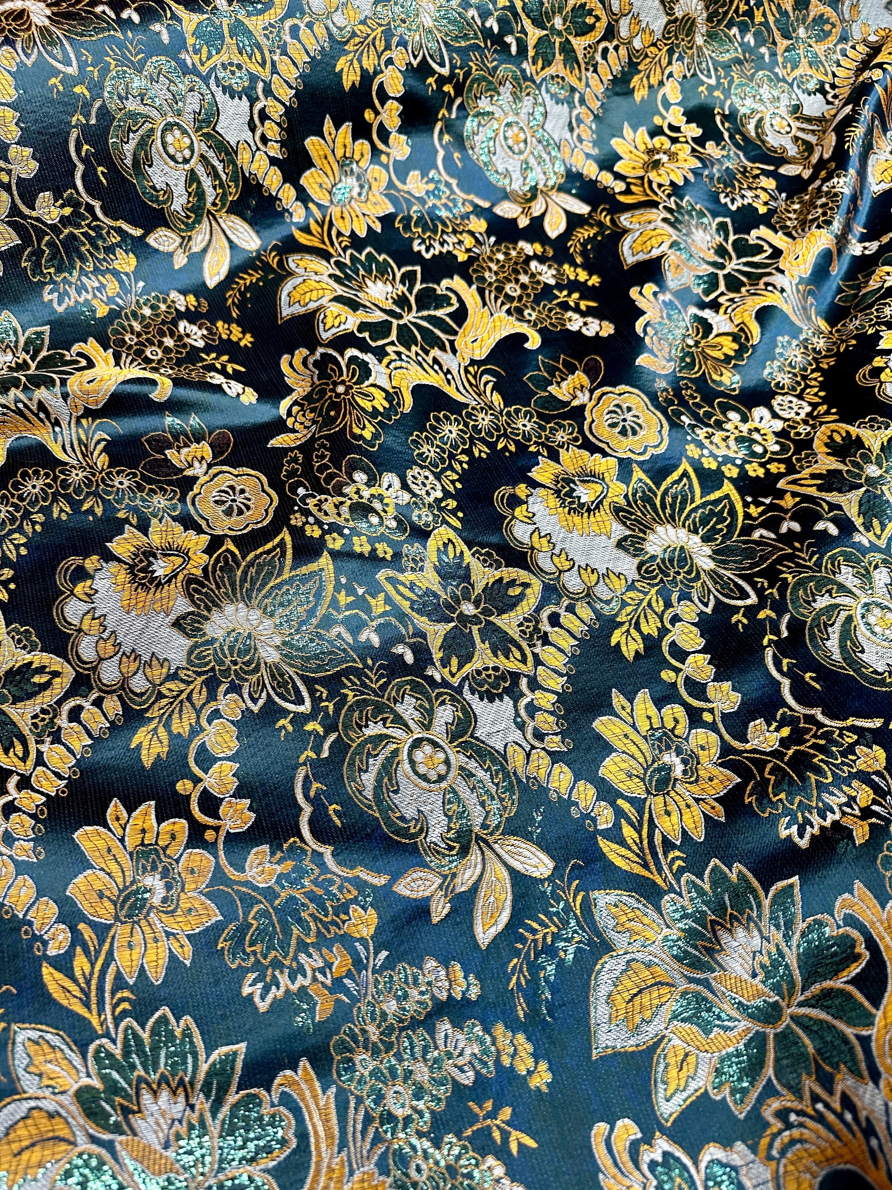  Floral Navy Gold Brocade, navy brocade, blue brocade, light blue brocade, dark blue brocade, gold brocade, brocade for woman, brocade for bride, premium brocade, brocade in low price, best quality brocade