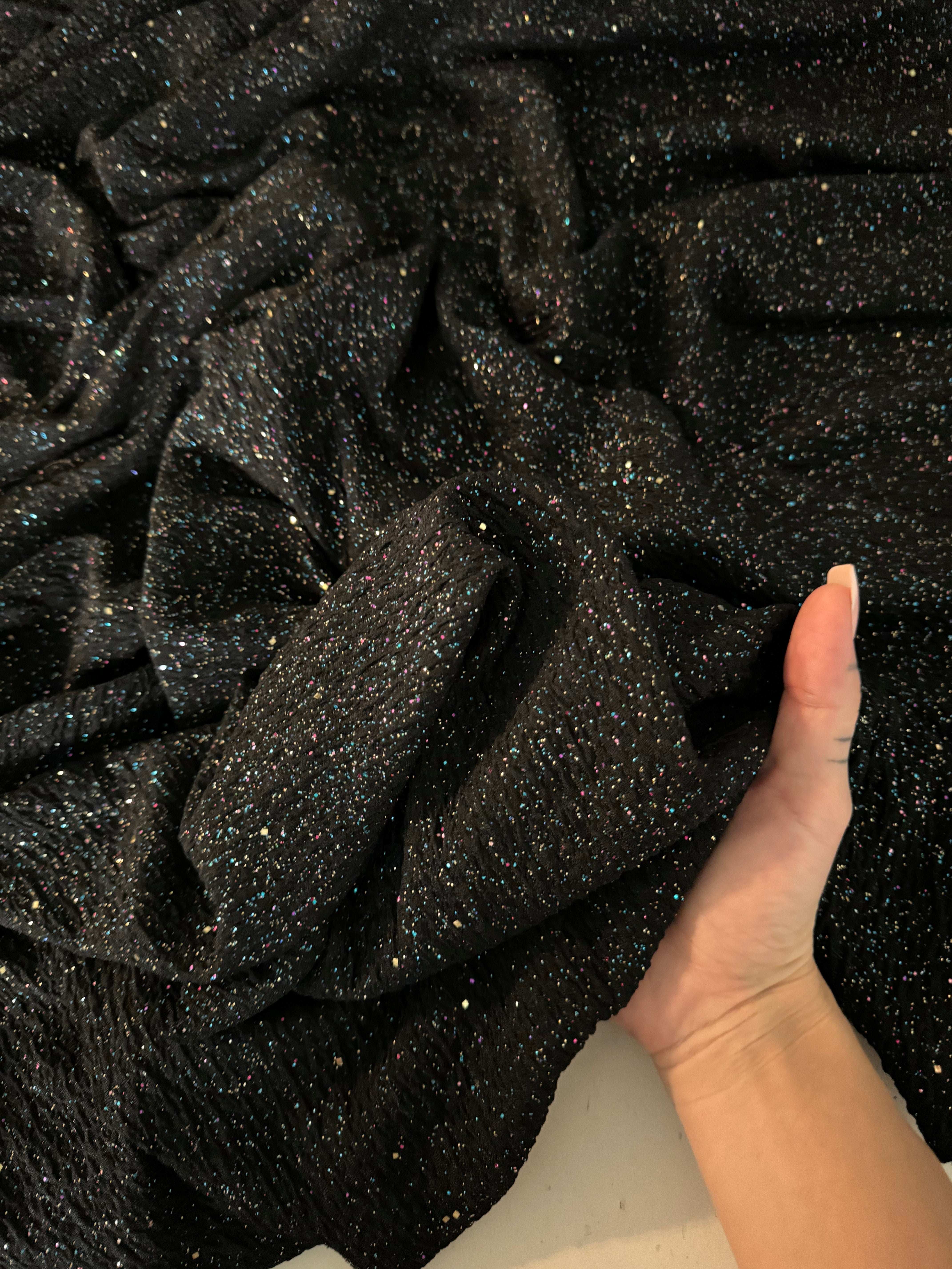 Celestial Multicolor Black Glitter Lurex Knit, multicolor lurex knit, black glitter lurex knit, lurex knit for woman, lurex on discount