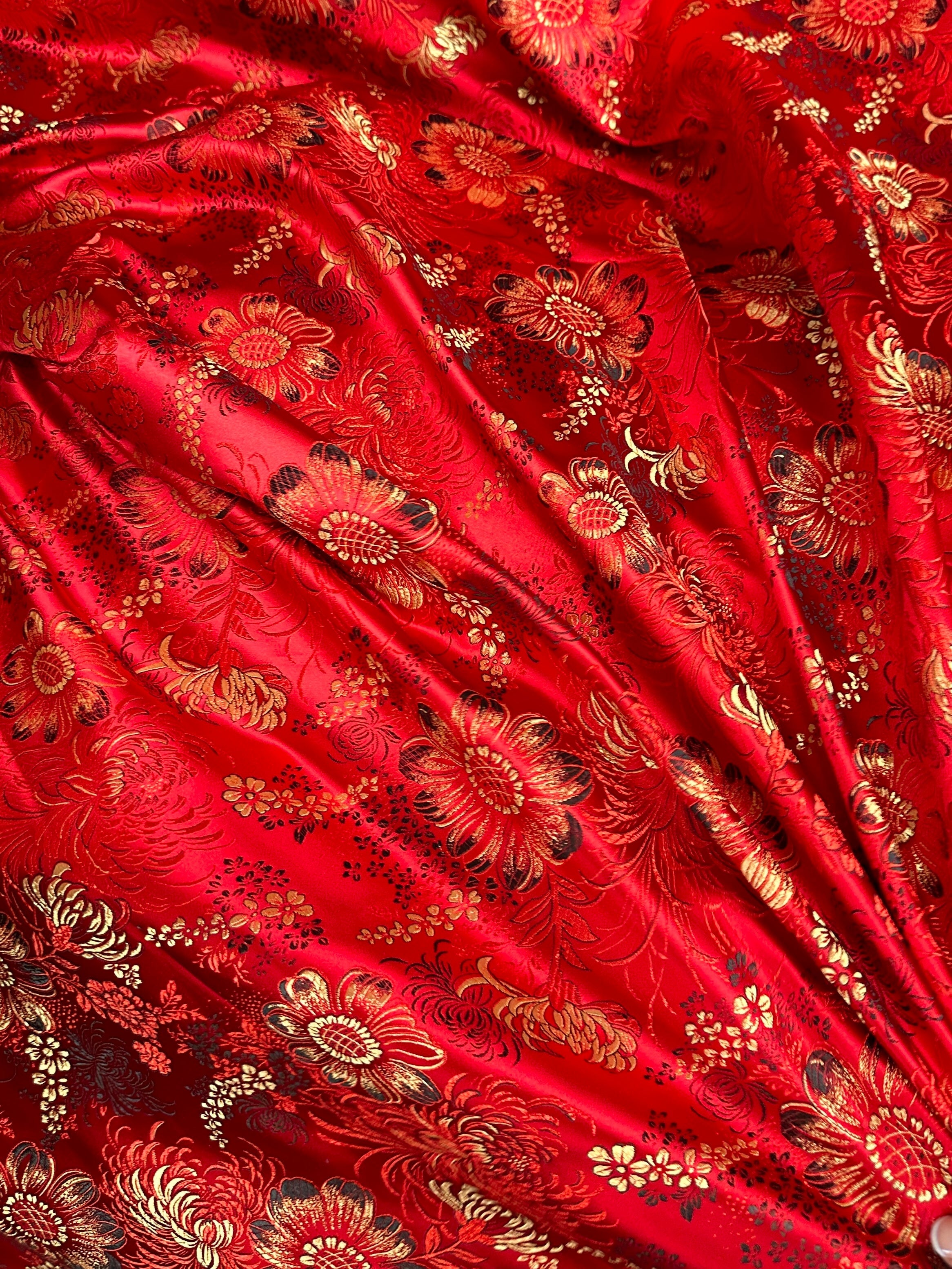 Red Chinese Embroidery Brocade, Embroidery Brocade for woman, Embroidery Brocade for bride, Embroidery Brocade in low price, dark red Embroidery Brocade, light red Embroidery Brocade, Embroidery Brocade on sale, traditional Embroidery Brocade 