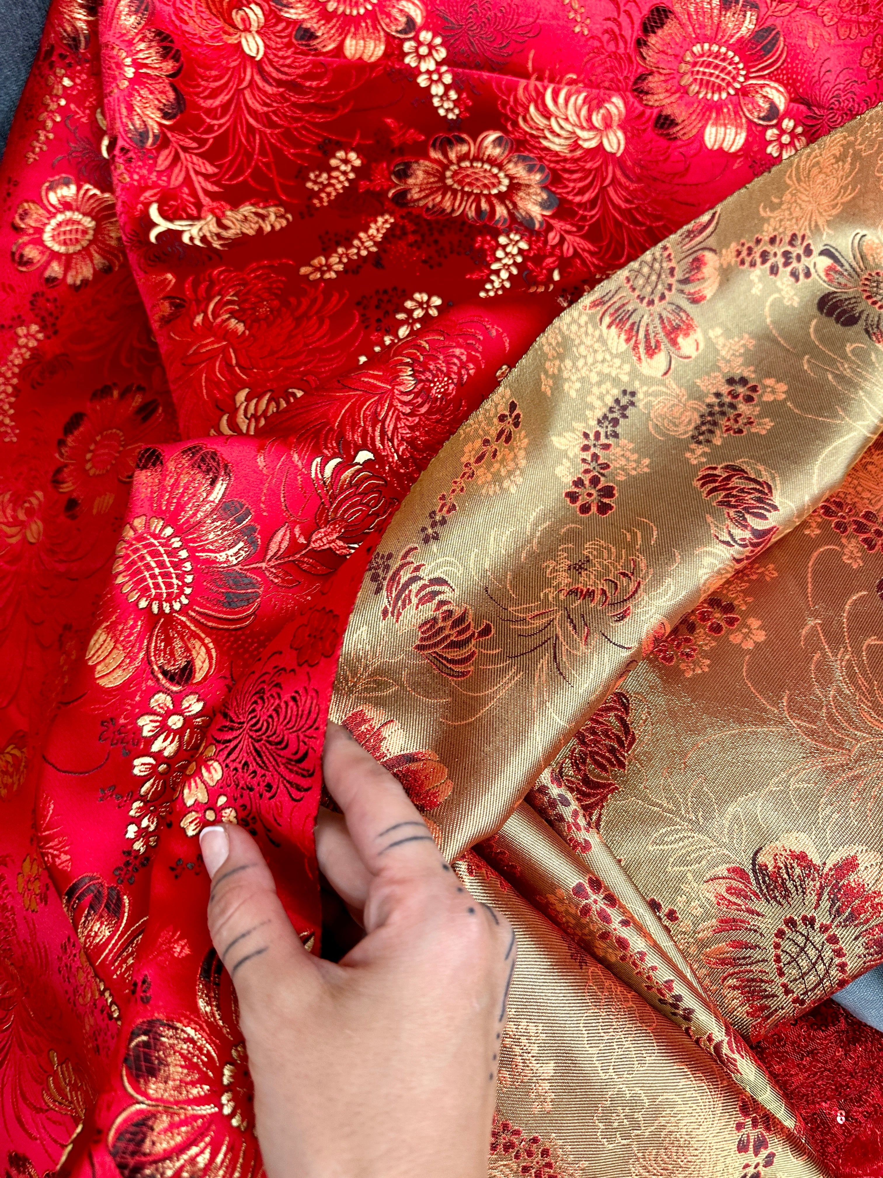 Red Chinese Embroidery Brocade, Embroidery Brocade for woman, Embroidery Brocade for bride, Embroidery Brocade in low price, dark red Embroidery Brocade, light red Embroidery Brocade, Embroidery Brocade on sale, traditional Embroidery Brocade 