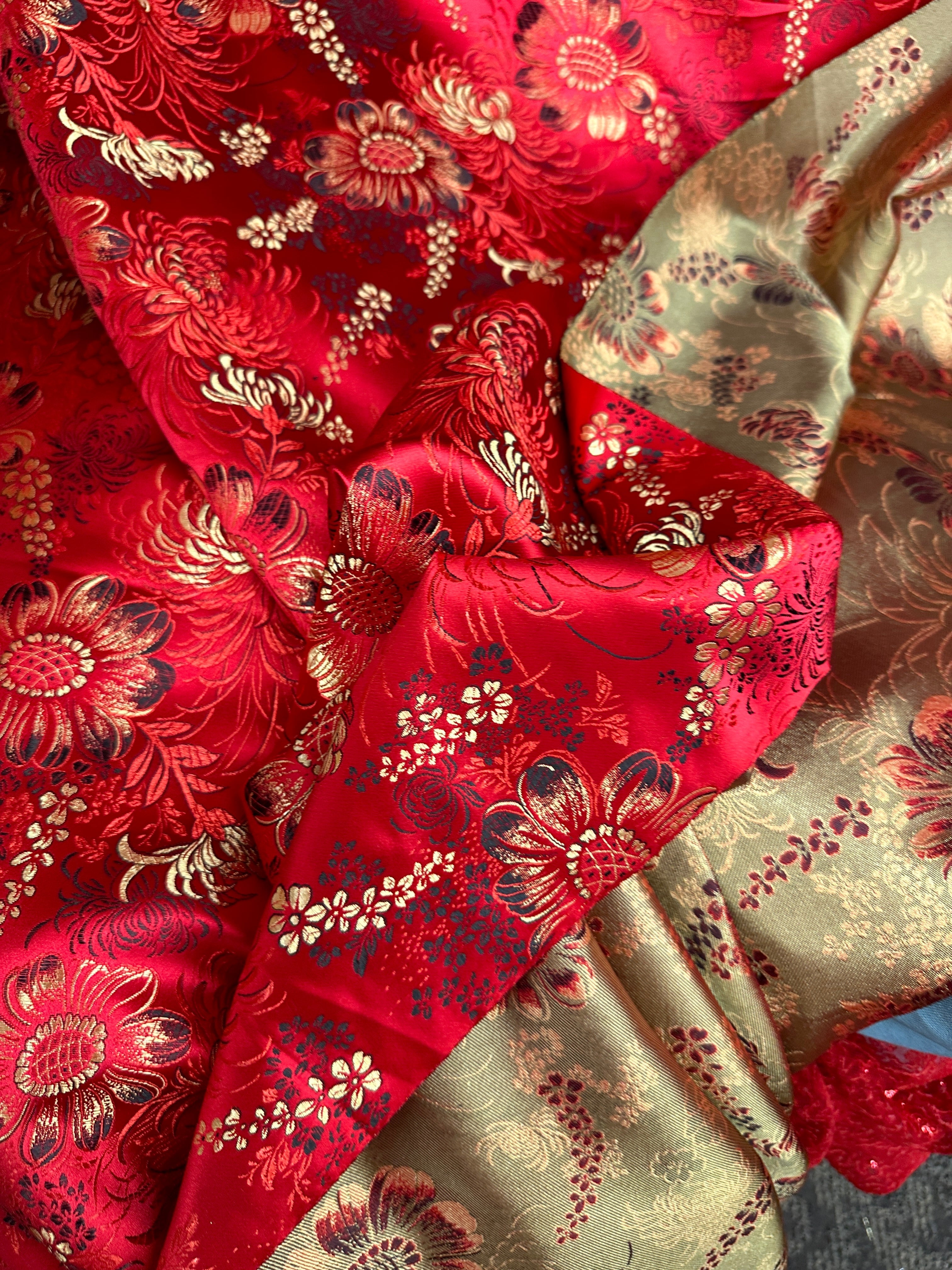 Red Chinese Embroidery Brocade, Embroidery Brocade for woman, Embroidery Brocade for bride, Embroidery Brocade in low price, dark red Embroidery Brocade, light red Embroidery Brocade, Embroidery Brocade on sale, traditional Embroidery Brocade 