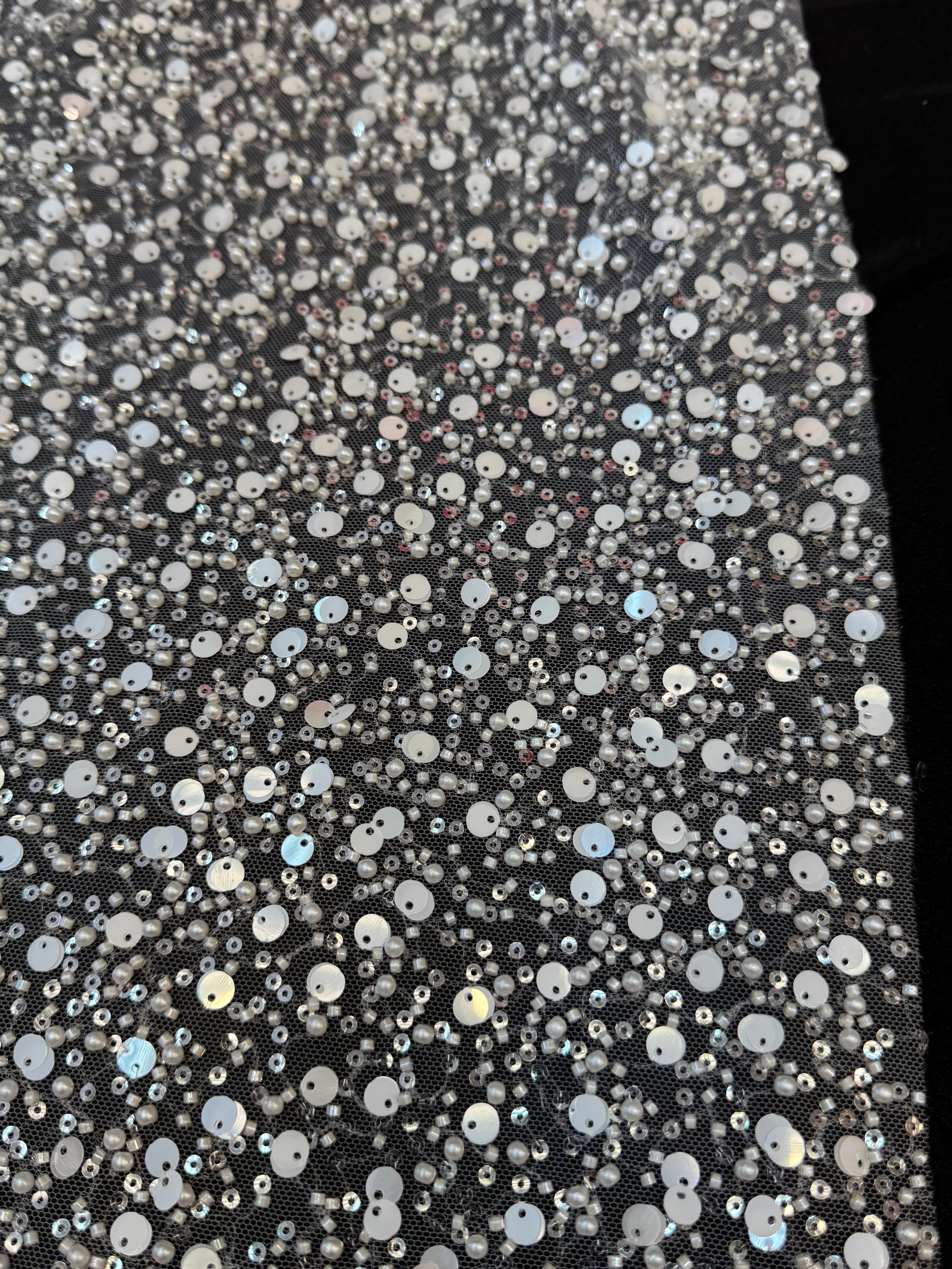 Off White Beaded Sequin Pearl Embroidered Mesh Lace, Pearl Embroidered Lace, Sequin Mesh Lace, Beaded Lace Mesh, Pearl Lace Fabric, Embroidered Mesh Lace, Embellished Lace Fabric