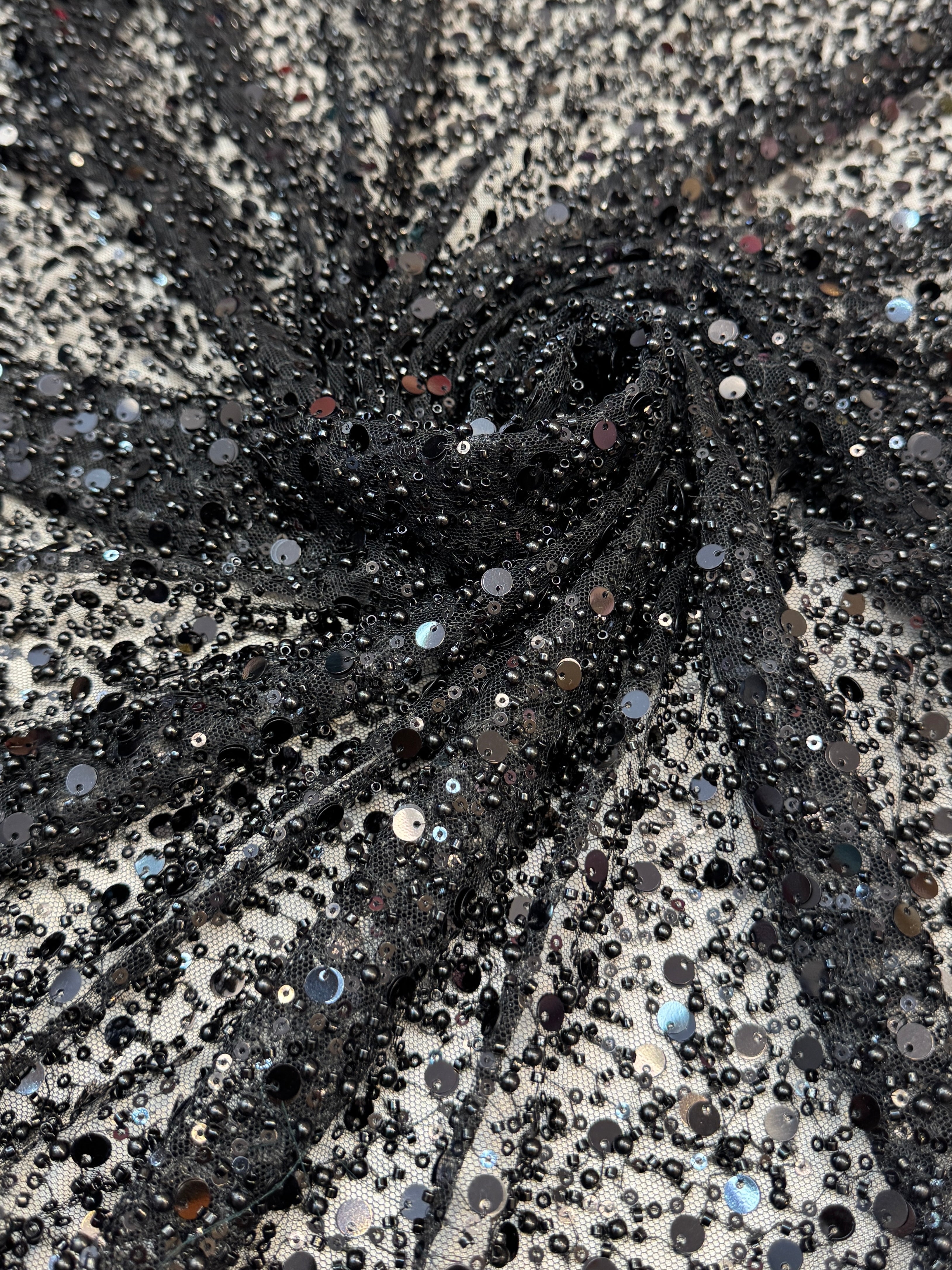 Black Beaded Sequin Pearl Embroidered Mesh Lace, Pearl Embroidered Lace, Sequin Mesh Lace, Beaded Lace Mesh, Pearl Lace Fabric, Embroidered Mesh Lace, Embellished Lace Fabric