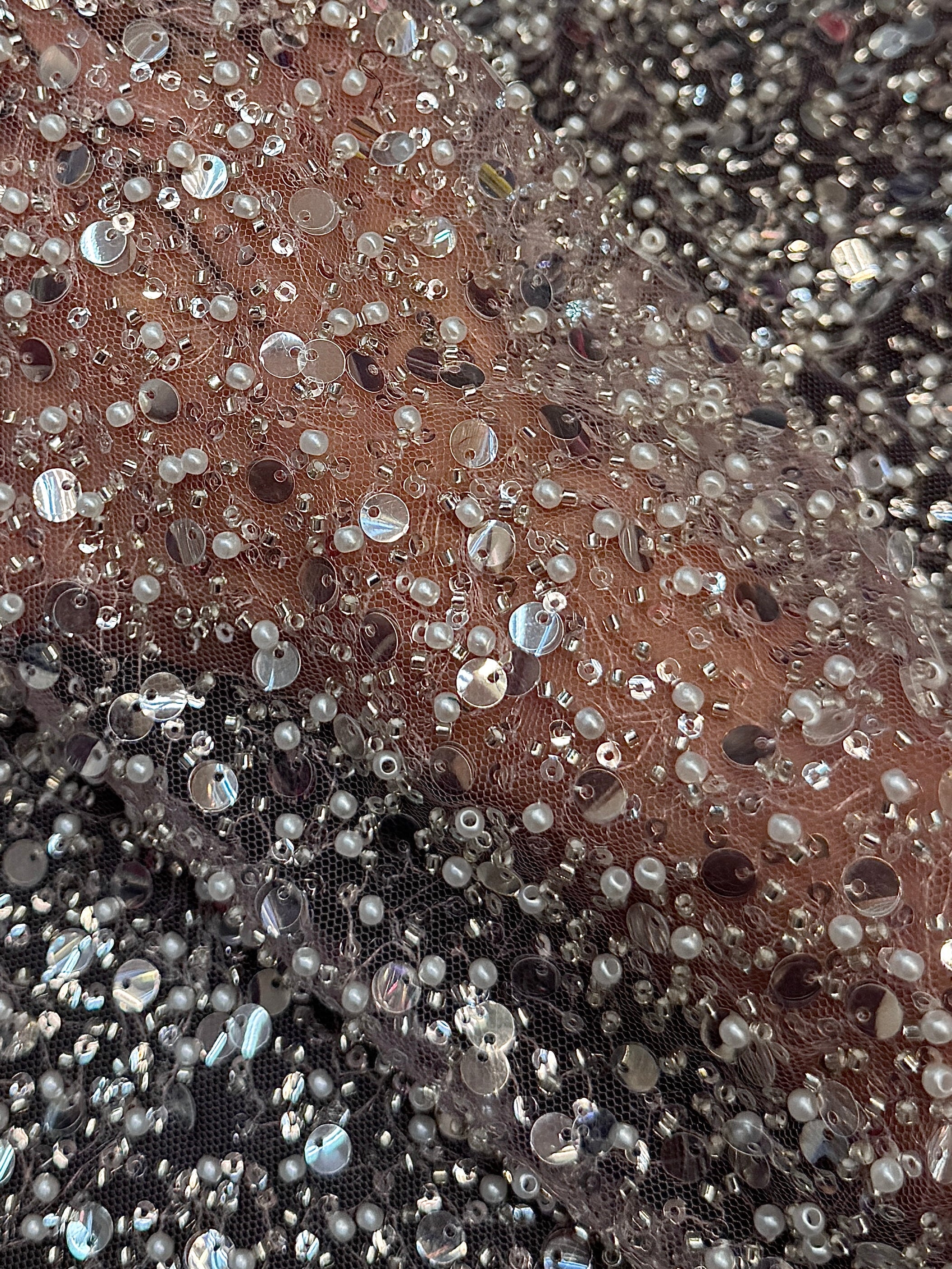 Powder Pink Beaded Sequin Pearl Embroidered Mesh Lace, Kiki Sewing Store, Kiki Luxury Fabric, Cheap Fabric Store, Kiki Textiles, Kiki Textile by the Yard, Kiki Textile USA