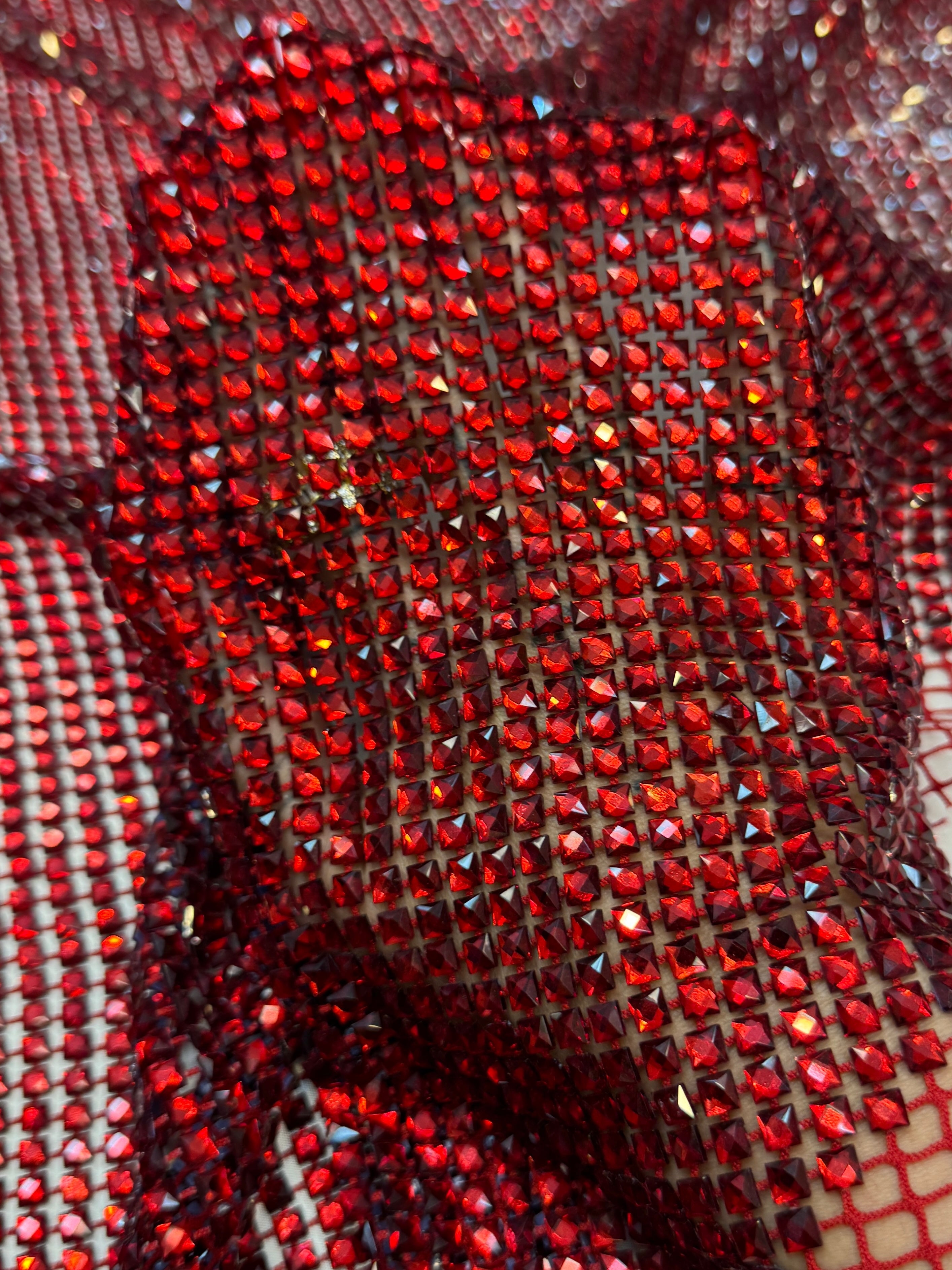Red Luxury Rhinestone Mesh, Kiki Sewing Store, Kiki Luxury Fabric, Cheap Fabric Store, Kiki Textiles, Kiki Textile by the Yard, Kiki Textile USA