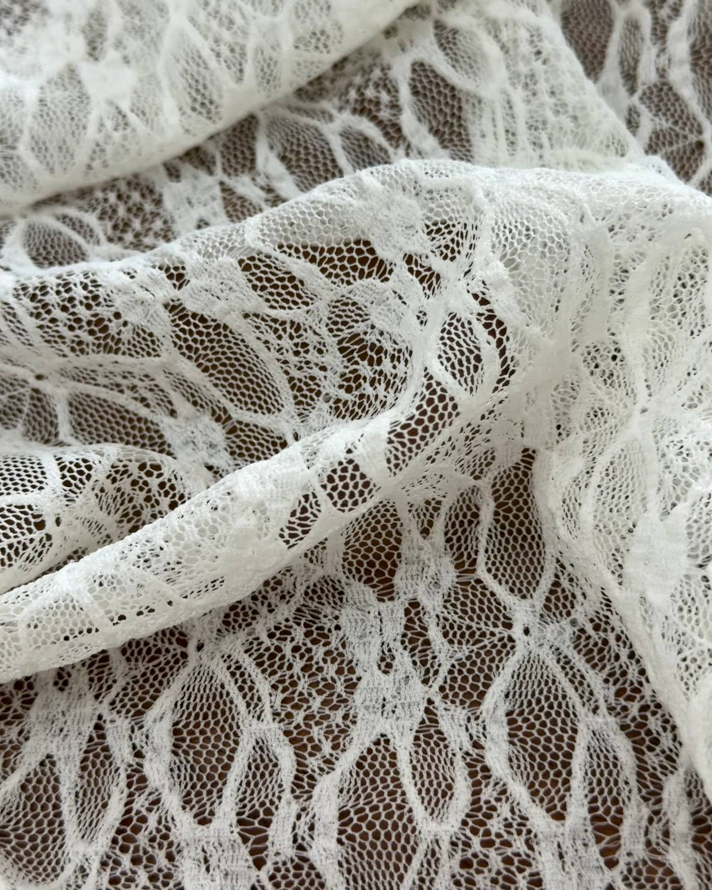 Ivory Whisper Vine Stretch Chantilly Lace Mesh, Chantilly Lace Mesh, Vine Lace Fabric, Stretch Lace Fabric, Floral Lace Mesh, Sheer Lace Fabric, Botanical Lace Fabric