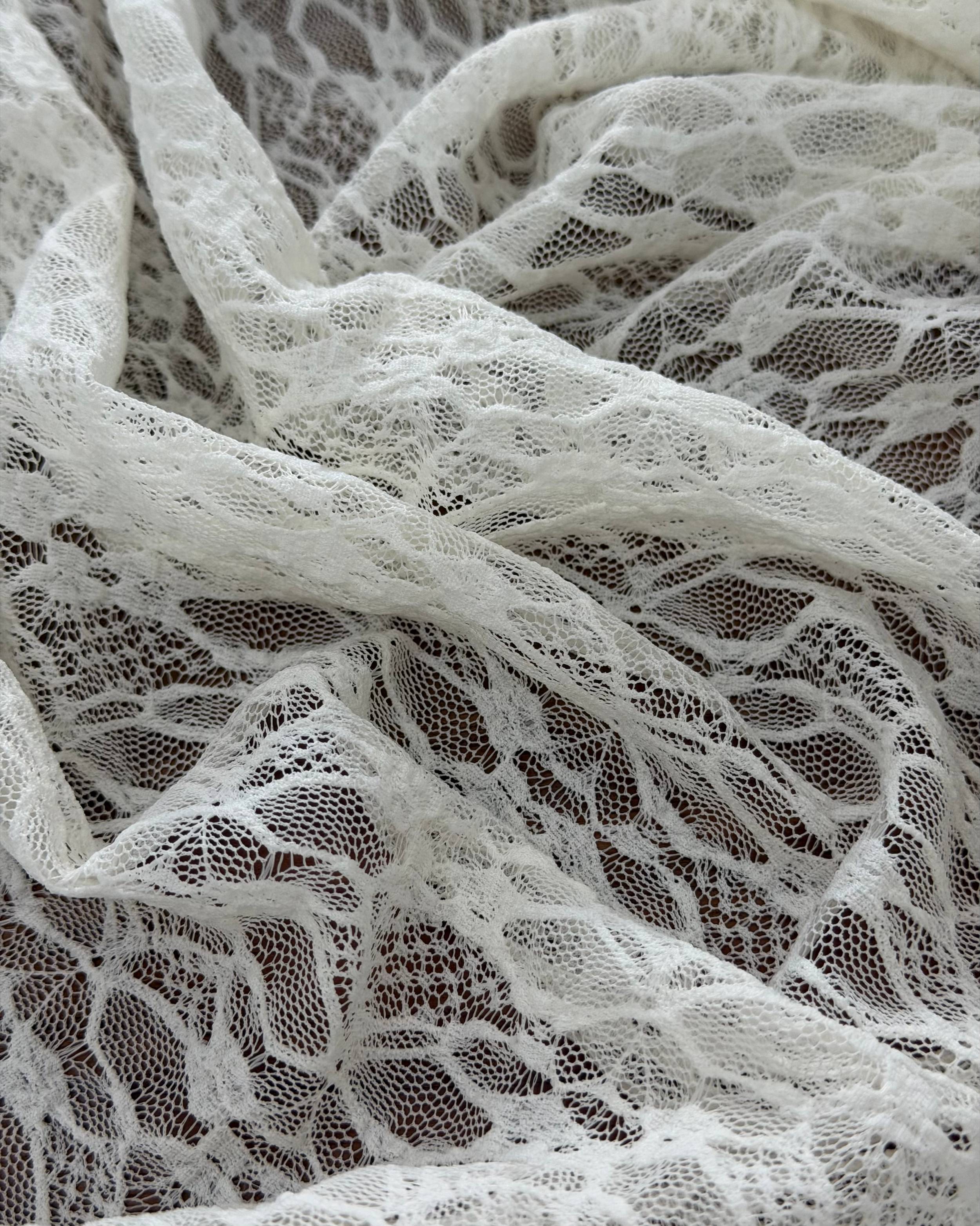 Ivory Whisper Vine Stretch Chantilly Lace Mesh, Chantilly Lace Mesh, Vine Lace Fabric, Stretch Lace Fabric, Floral Lace Mesh, Sheer Lace Fabric, Botanical Lace Fabric