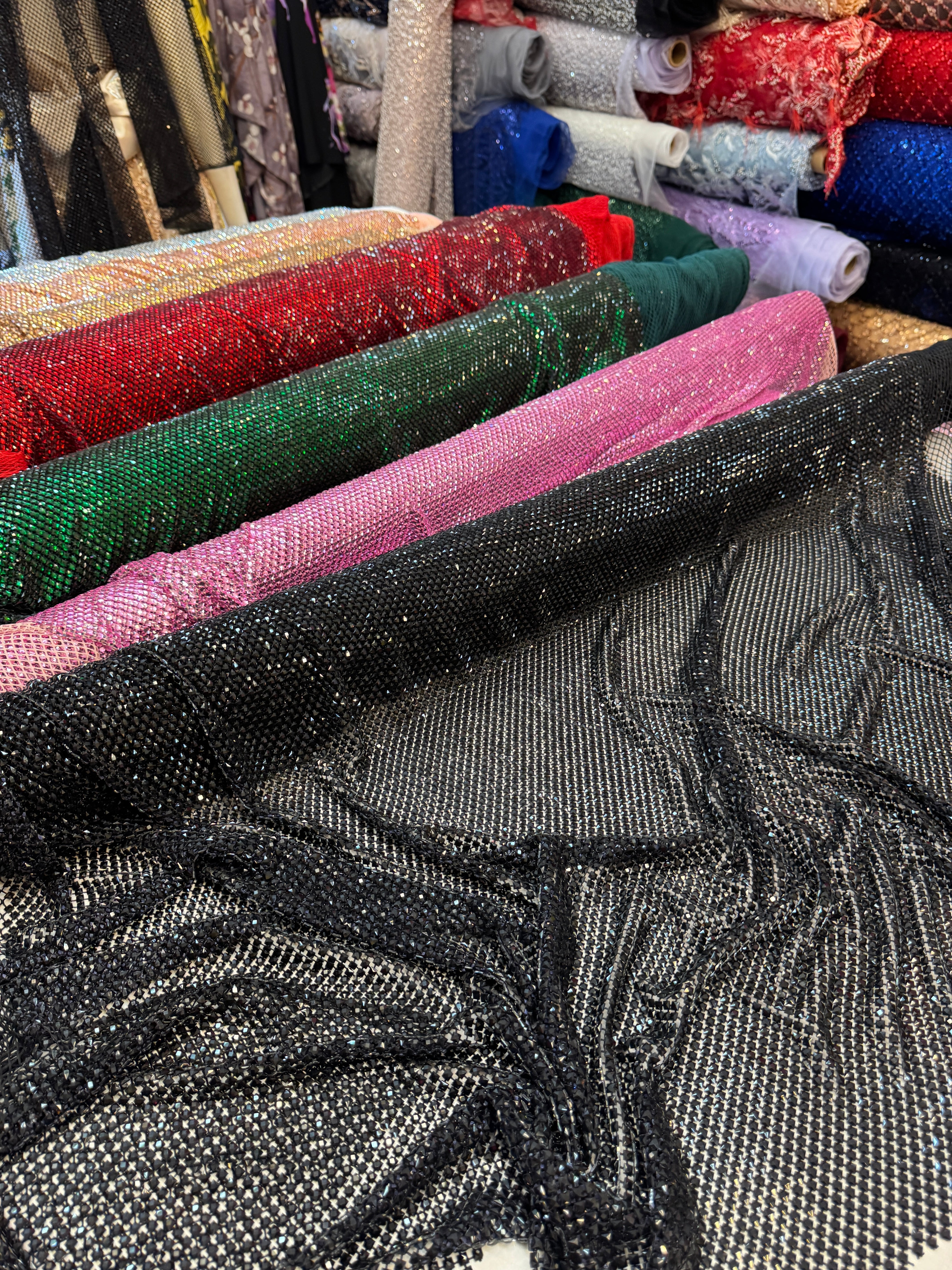 Black Luxury Rhinestone Mesh, Rhinestone Mesh Fabric, Crystal Mesh Fabric, Beaded Mesh Fabric, Embellished Mesh Fabric, Sequin Mesh Fabric, Sparkle Mesh Fabric