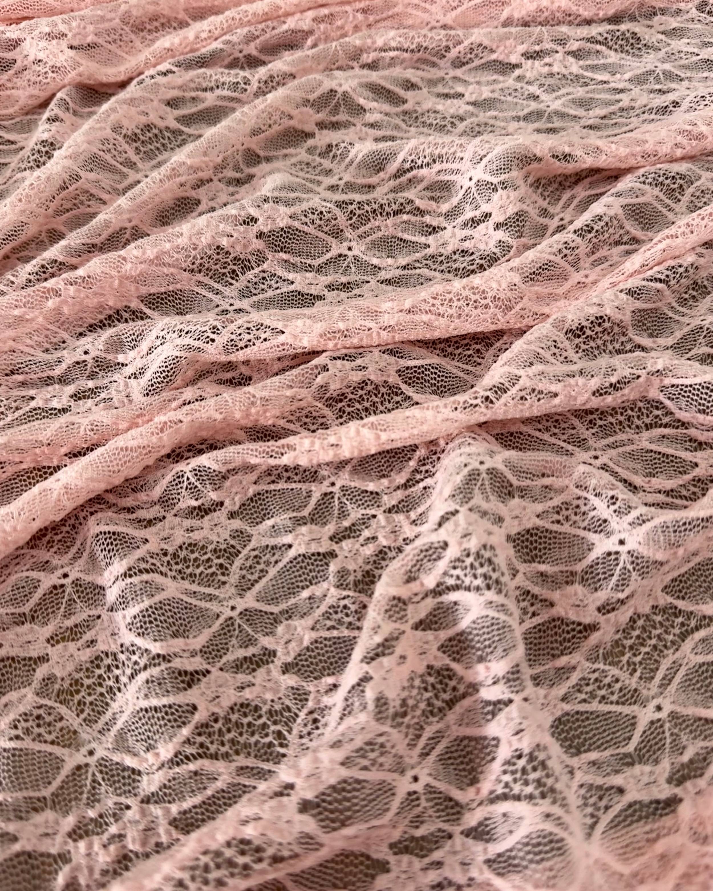 Dusty Rose Whisper Vine Stretch Chantilly Lace Mesh, Chantilly Lace Mesh, Vine Lace Fabric, Stretch Lace Fabric, Floral Lace Mesh, Sheer Lace Fabric, Botanical Lace Fabric