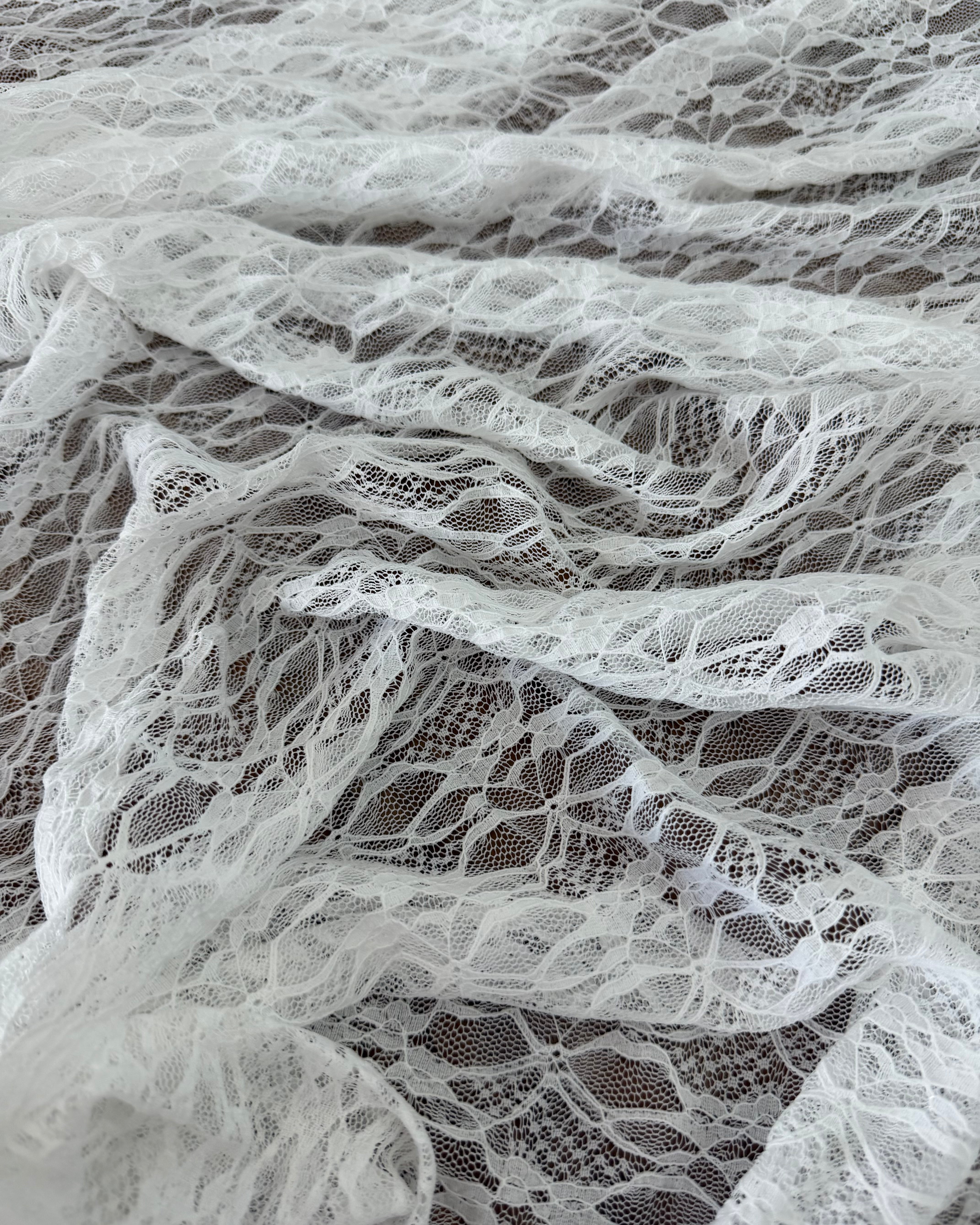 White Whisper Vine Stretch Chantilly Lace Mesh, Chantilly Lace Mesh, Vine Lace Fabric, Stretch Lace Fabric, Floral Lace Mesh, Sheer Lace Fabric, Botanical Lace Fabric