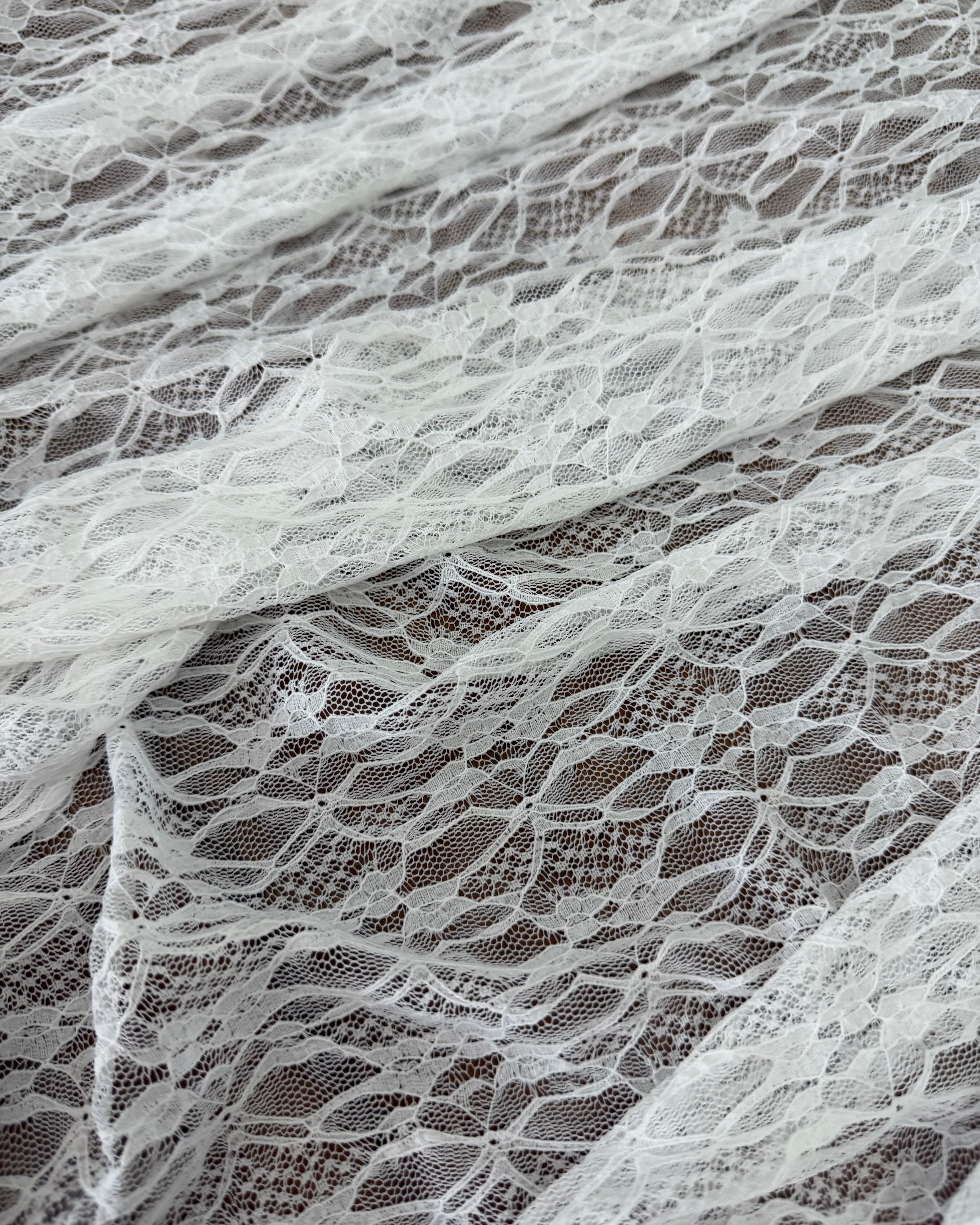 White Whisper Vine Stretch Chantilly Lace Mesh, Chantilly Lace Mesh, Vine Lace Fabric, Stretch Lace Fabric, Floral Lace Mesh, Sheer Lace Fabric, Botanical Lace Fabric