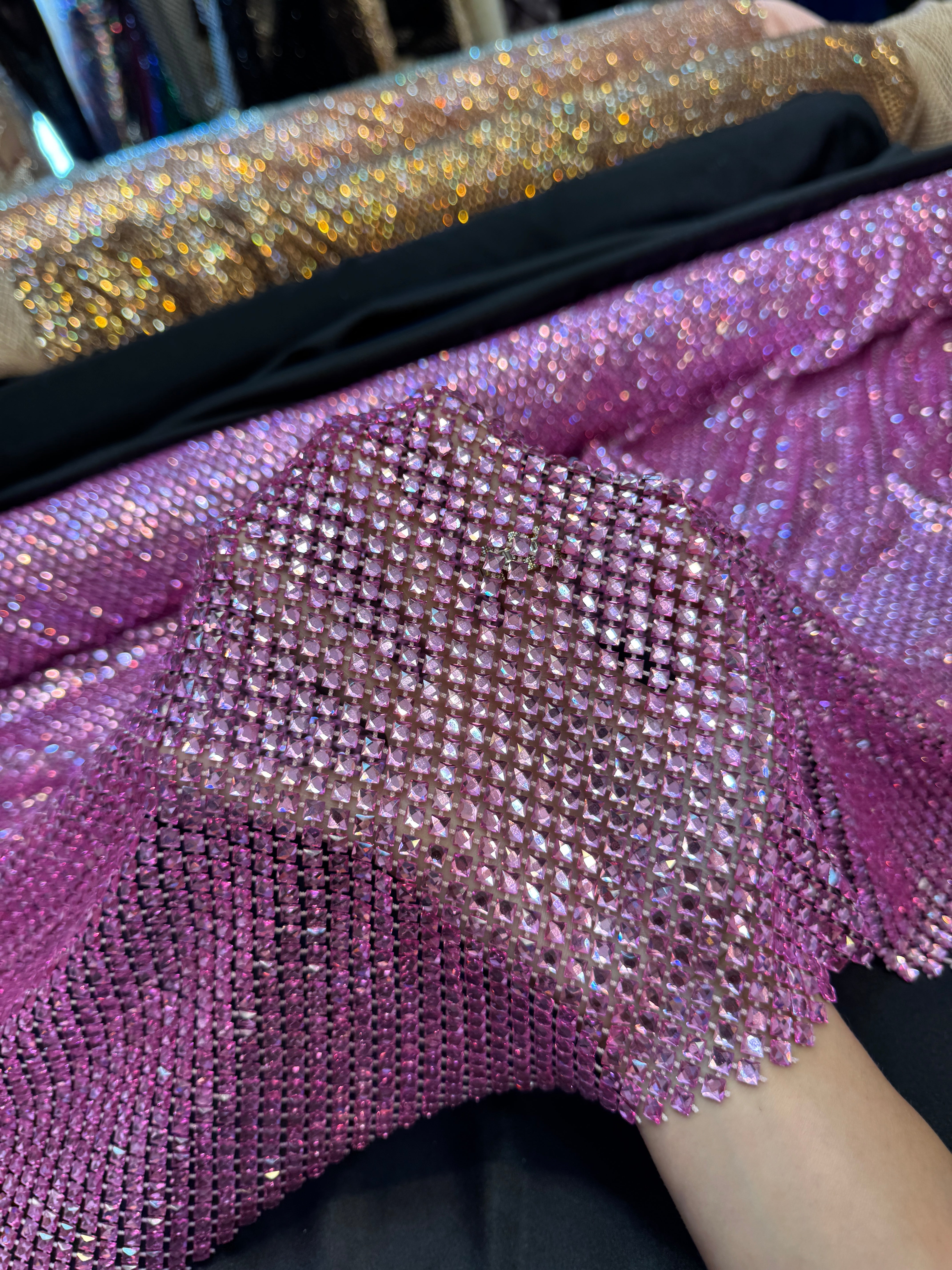 Pink Luxury Rhinestone Mesh, Kiki Sewing Store, Kiki Luxury Fabric, Cheap Fabric Store, Kiki Textiles, Kiki Textile by the Yard, Kiki Textile USA