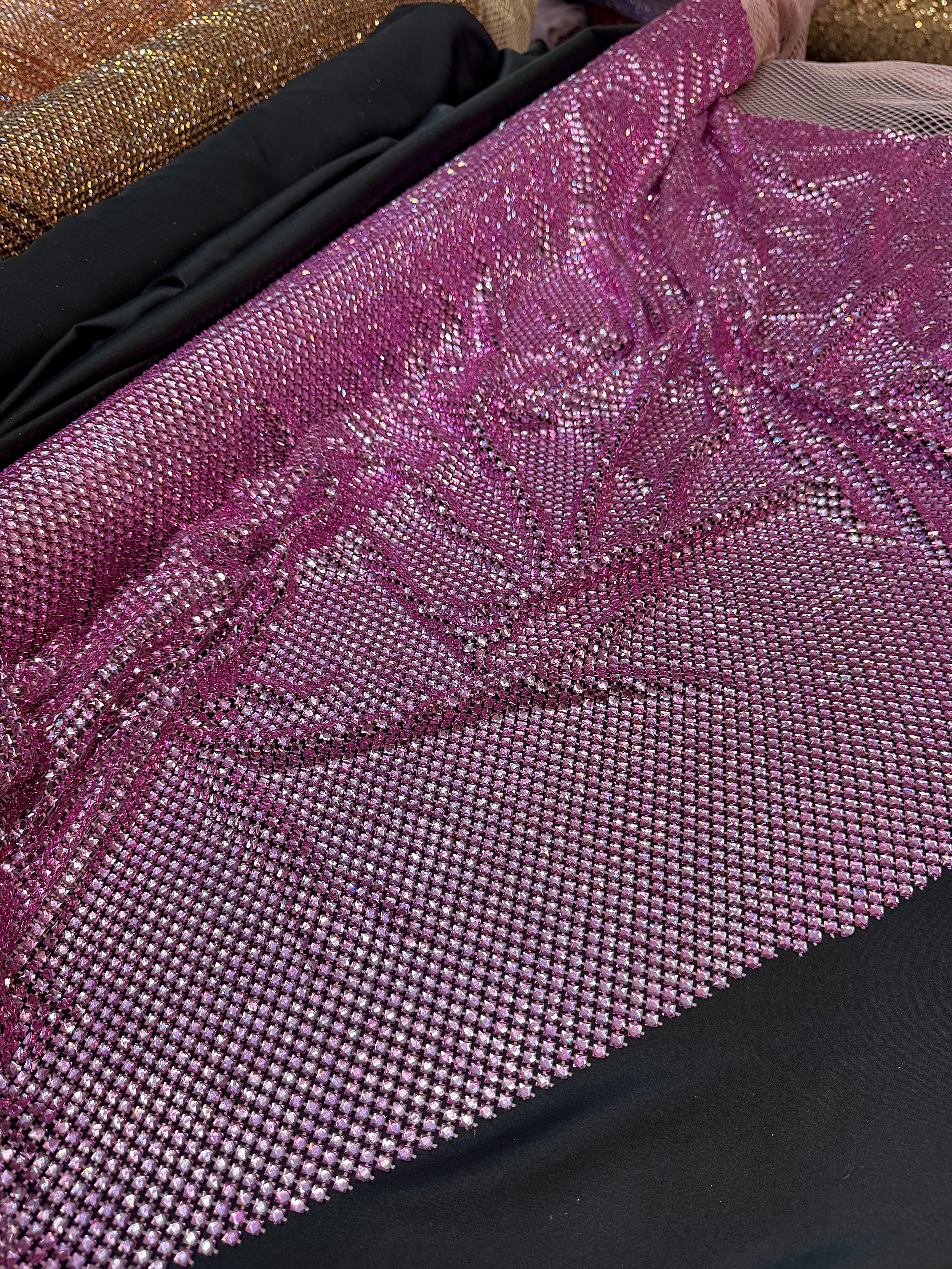 Pink Luxury Rhinestone Mesh, Rhinestone Mesh Fabric, Crystal Mesh Fabric, Beaded Mesh Fabric, Embellished Mesh Fabric, Sequin Mesh Fabric, Sparkle Mesh Fabric
