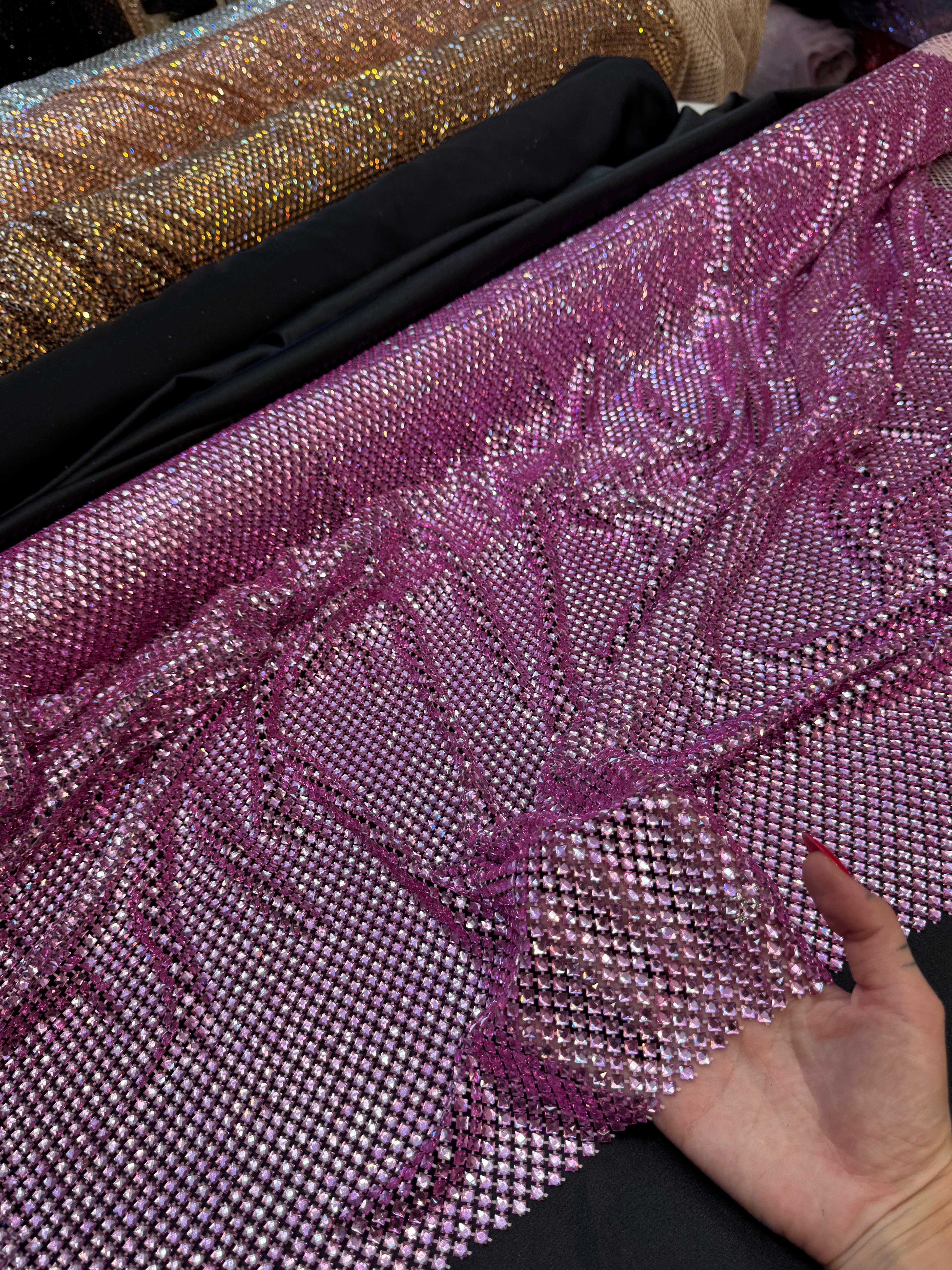 Pink Luxury Rhinestone Mesh, Kiki Sewing Store, Kiki Luxury Fabric, Cheap Fabric Store, Kiki Textiles, Kiki Textile by the Yard, Kiki Textile USA