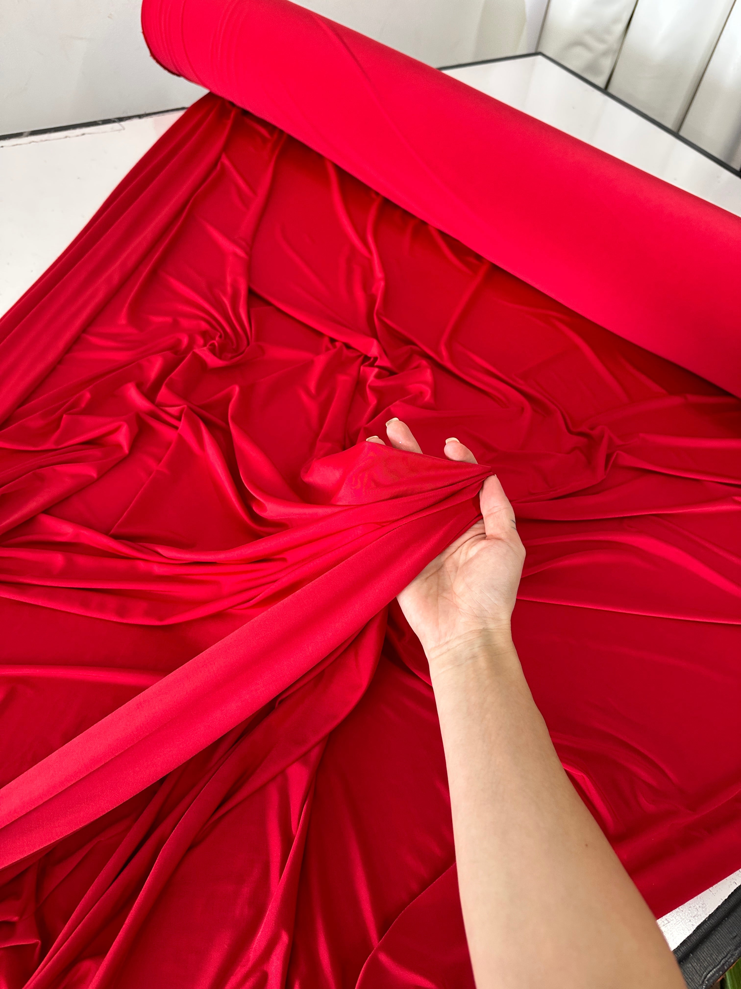 red Double Brushed DTY Jersey, red DTY jersey, light red DTY jersey, rust red DTY jersey for woman, dark red DTY jersey for bride,  DTY jersey on discount, DTY jersey on sale, premium DTY jersey, kiki textile DTY jersey, DTY jersey for party wear, DTY jersey for winter