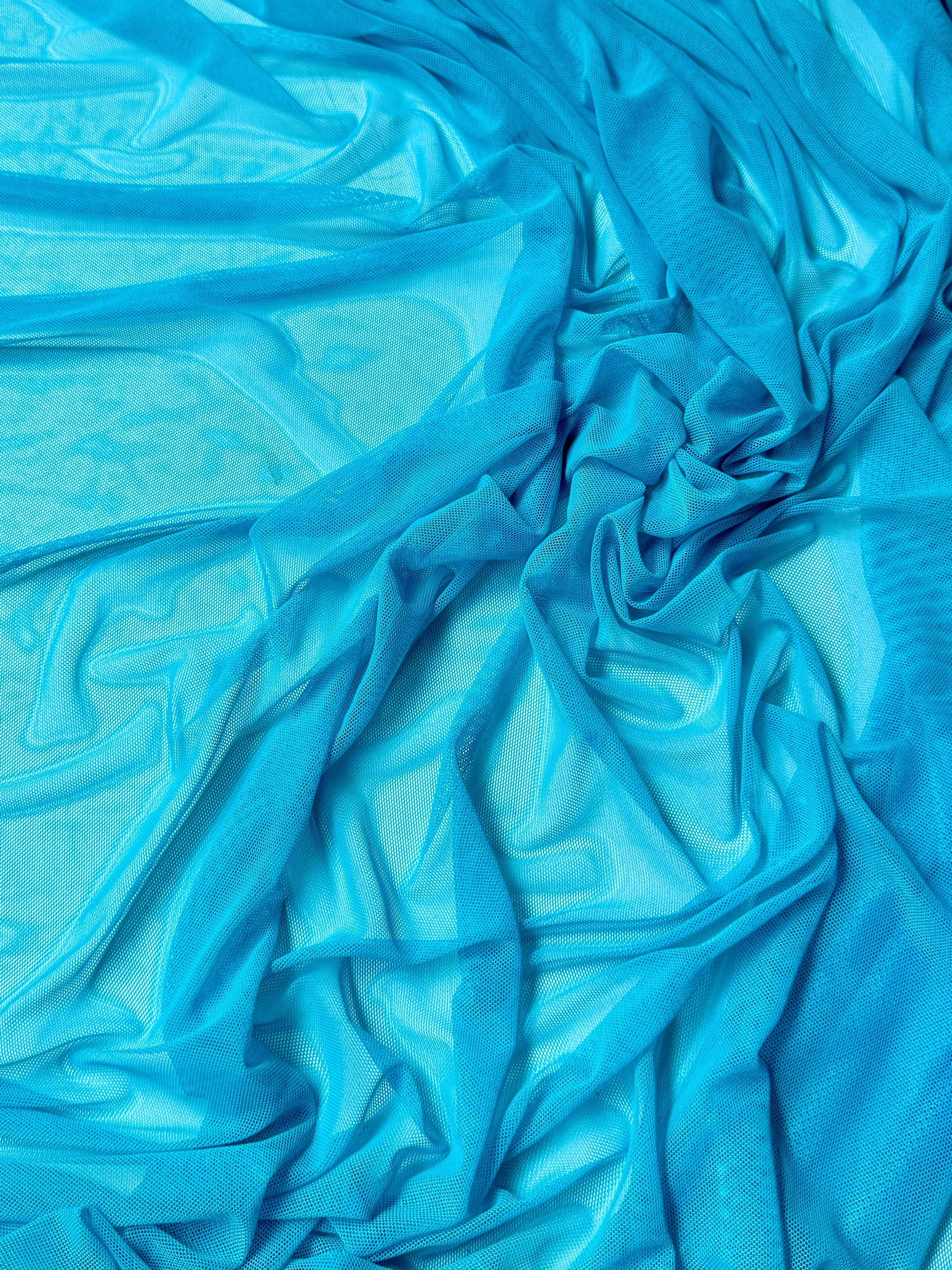 turquoise 4way stretch power mesh, blue power mesh, light blue power mesh, sky blue power mesh