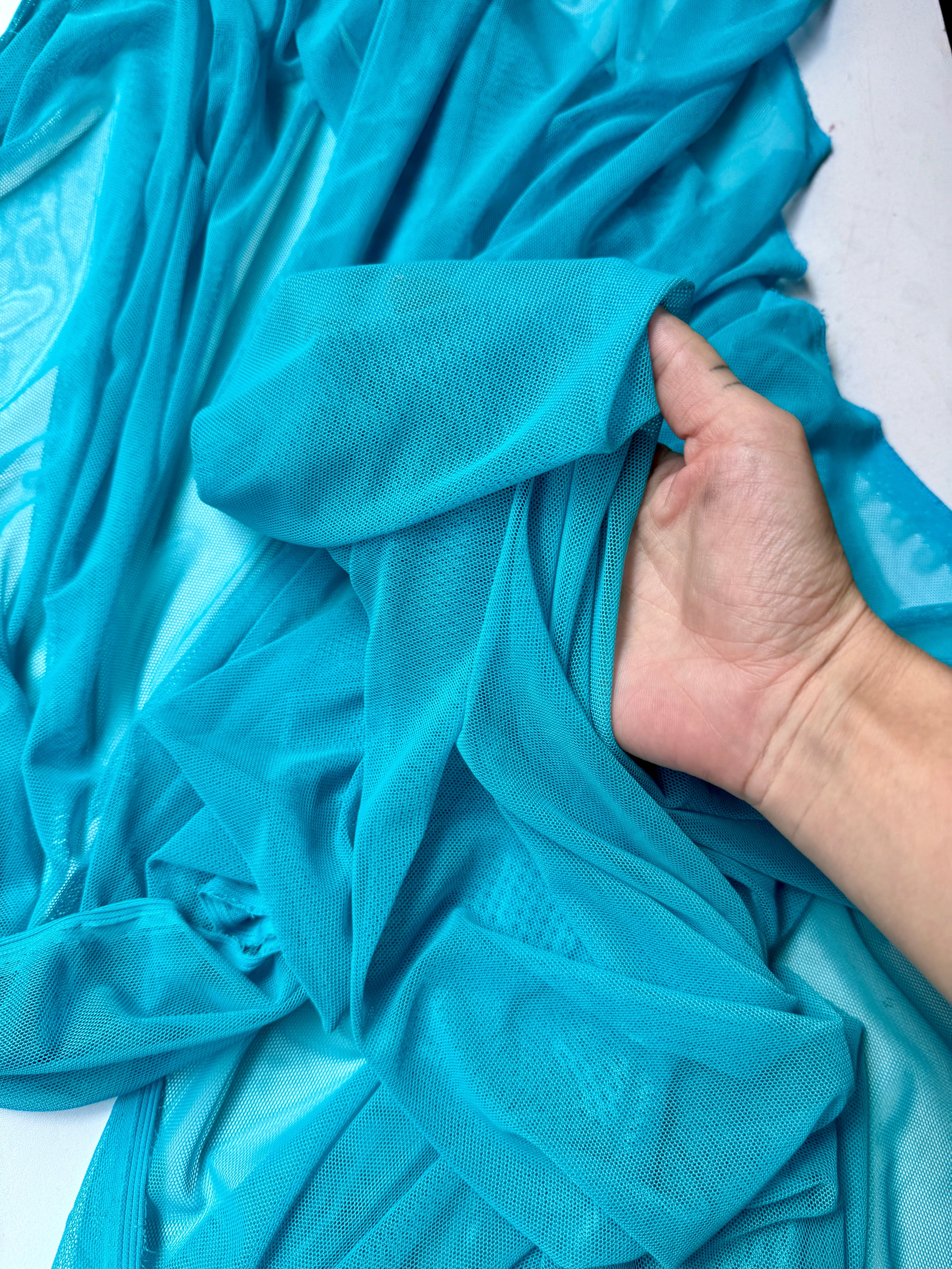turquoise 4way stretch power mesh, blue power mesh, light blue power mesh, sky blue power mesh