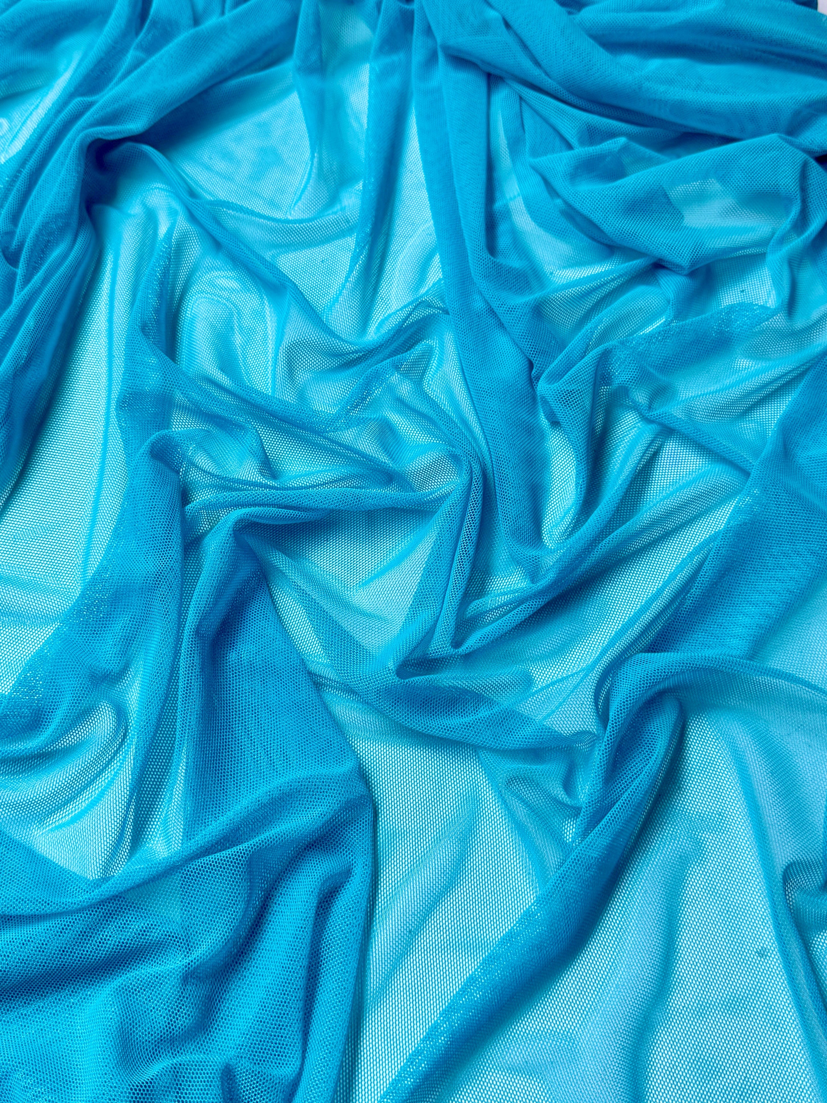turquoise 4way stretch power mesh, blue power mesh, light blue power mesh, sky blue power mesh