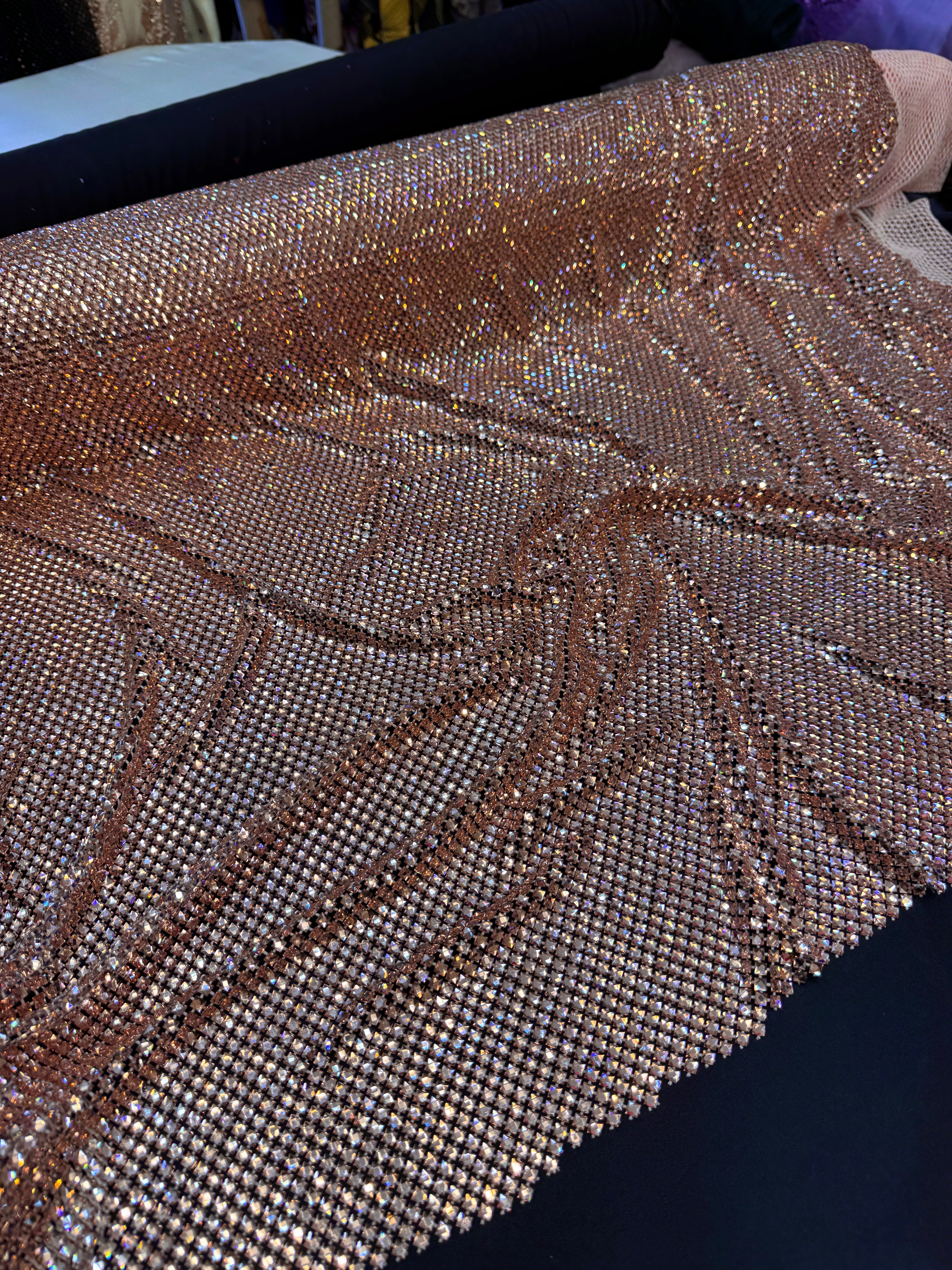 Blush Luxury Rhinestone Mesh, Rhinestone Mesh Fabric, Crystal Mesh Fabric, Beaded Mesh Fabric, Embellished Mesh Fabric, Sequin Mesh Fabric, Sparkle Mesh Fabric