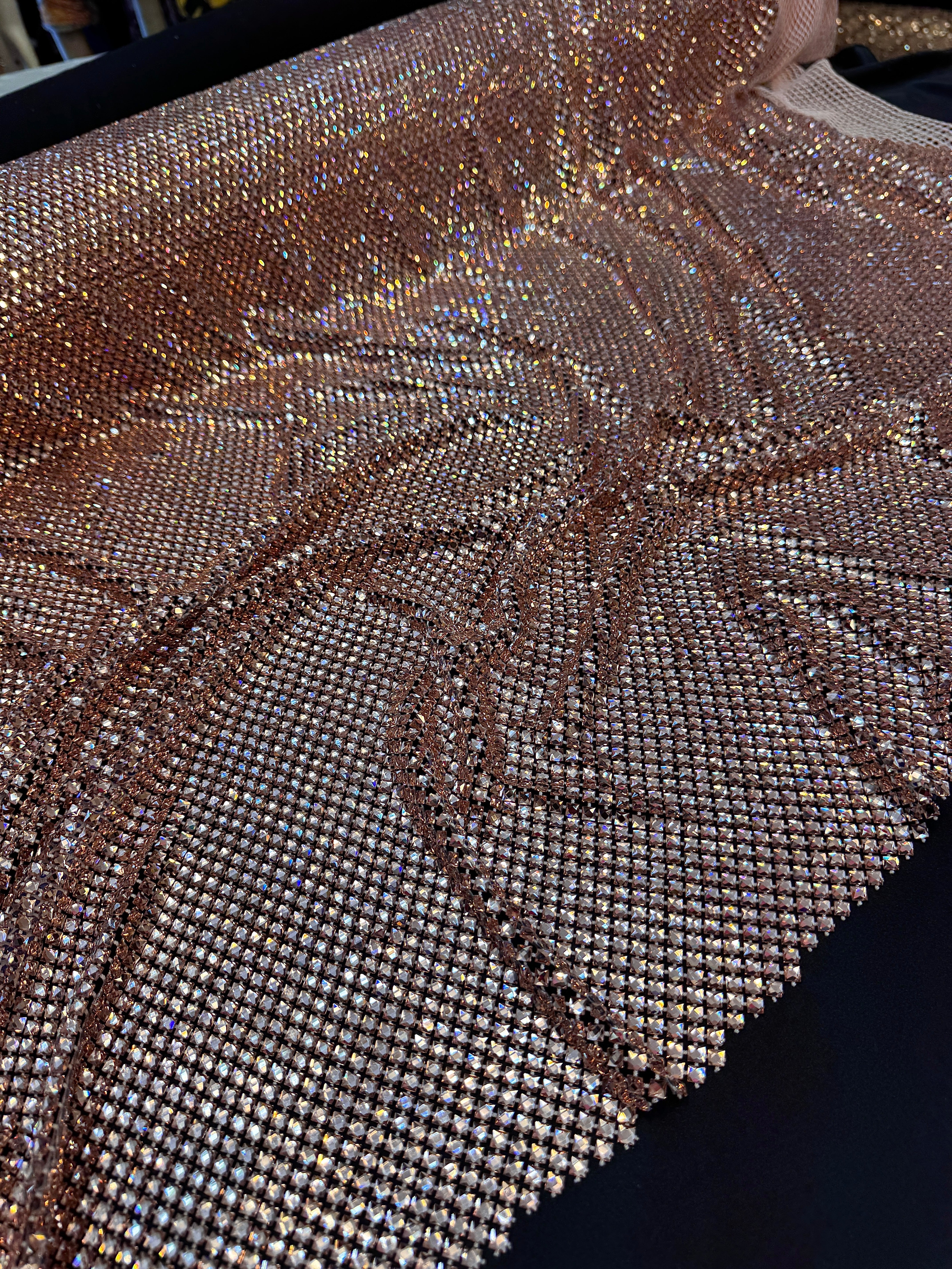 Blush Luxury Rhinestone Mesh, Kiki Sewing Store, Luxury Fabric, Cheap Fabric Store, Kiki Textiles, Textile by the Yard, Los Angeles Fabrics