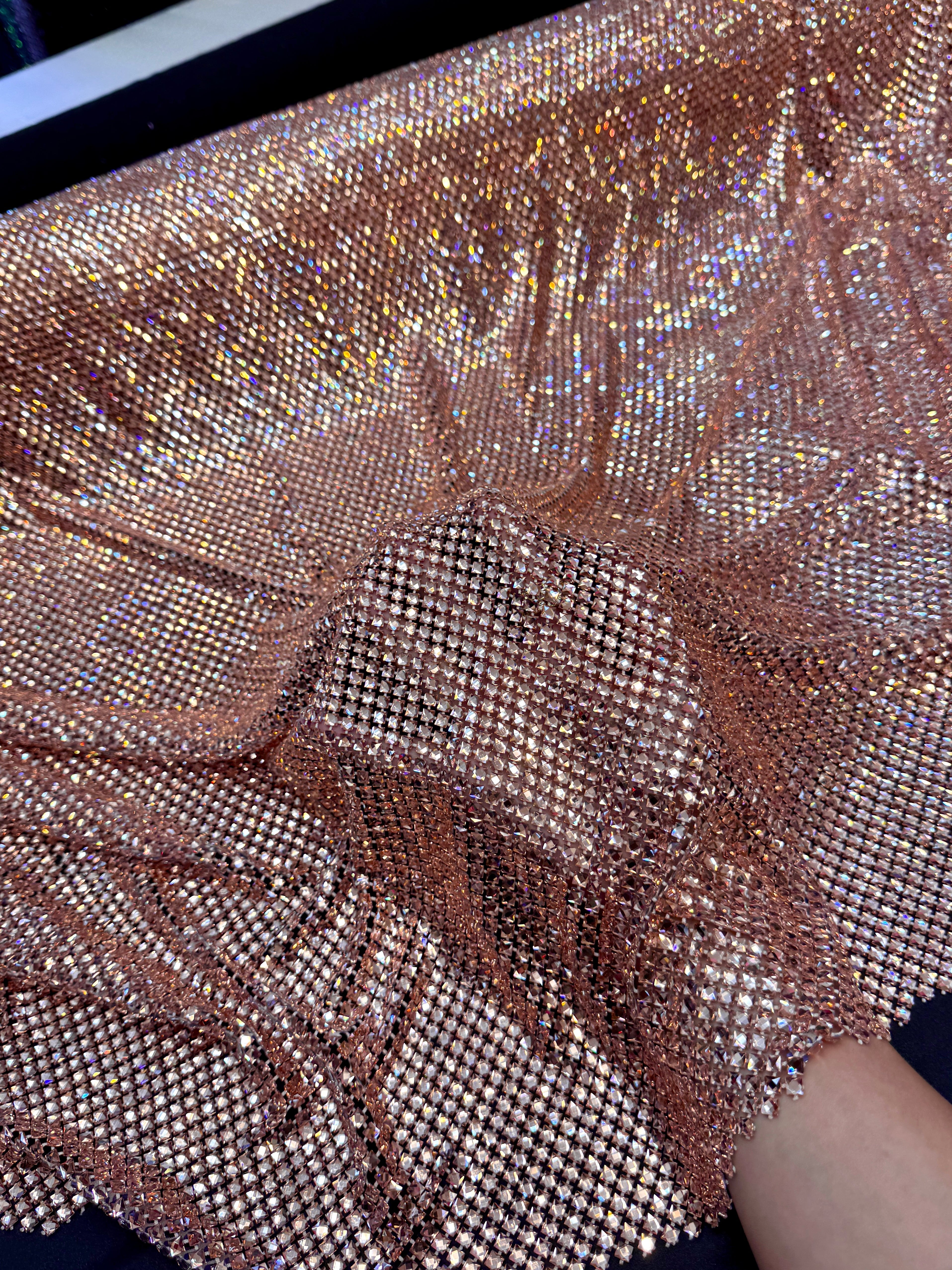 Blush Luxury Rhinestone Mesh, Kiki Sewing Store, Luxury Fabric, Cheap Fabric Store, Kiki Textiles, Textile by the Yard, Los Angeles Fabrics