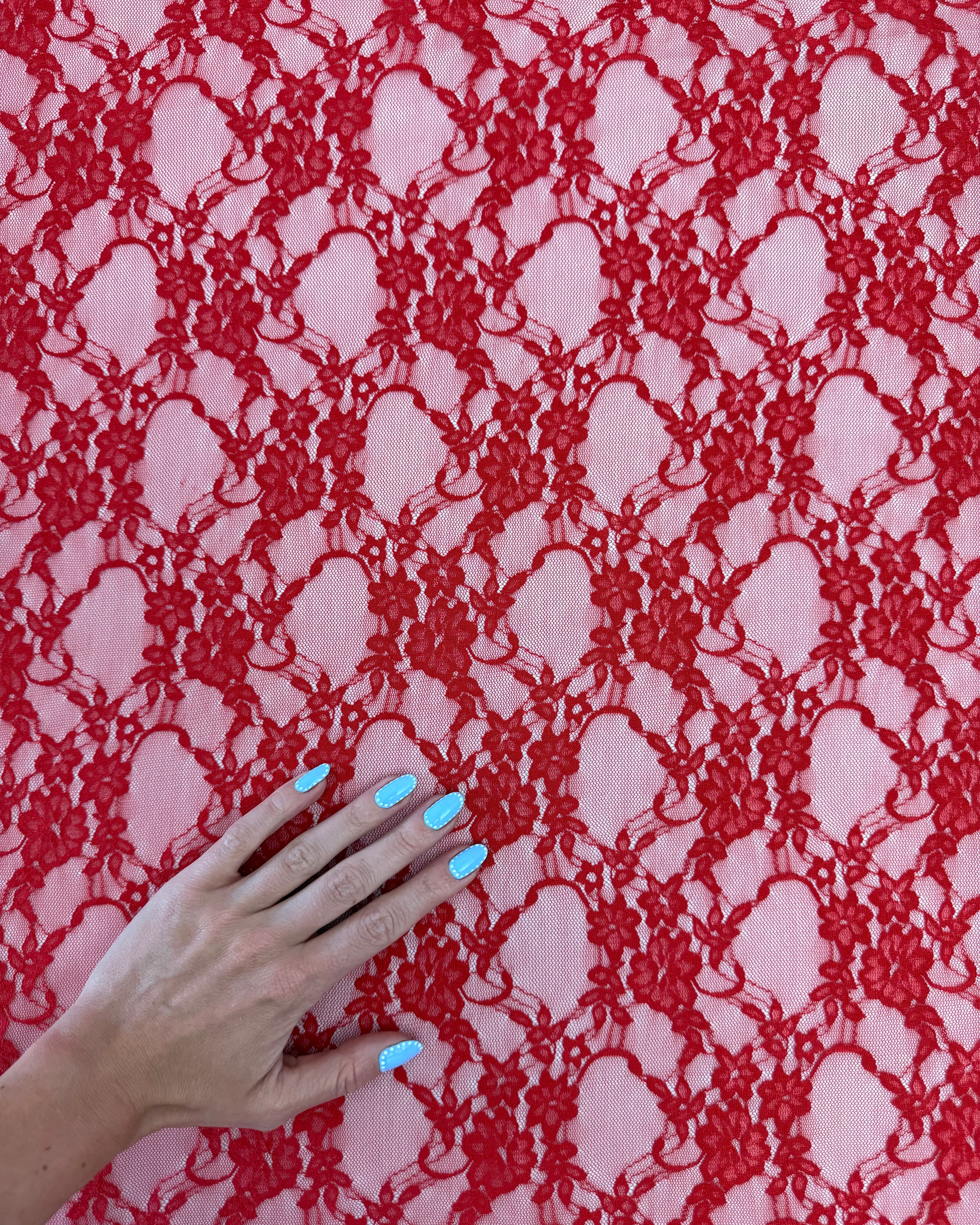 Red Floral Dainty Chantilly Lace, Kiki Sewing Store, Kiki Luxury Fabric, Cheap Fabric Store, Kiki Textiles, Kiki Textile by the Yard, Kiki Textile USA