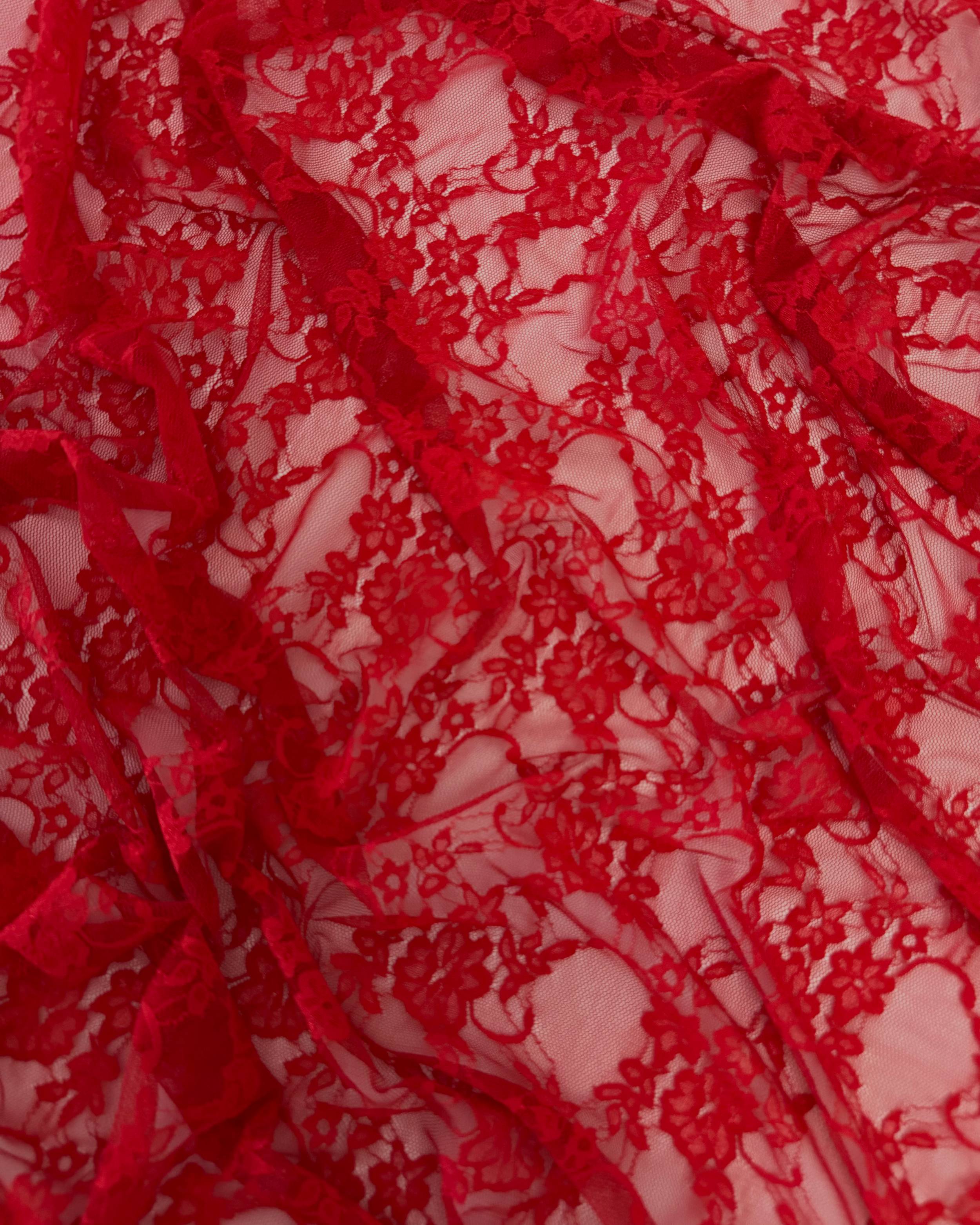 Red Floral Dainty Chantilly Lace Mesh, Floral Lace Fabric, Stretch Lace Fabric, Red Lace Fabric, Floral Lace Mesh, Chantilly Lace Fabric, Sheer Lace Fabric