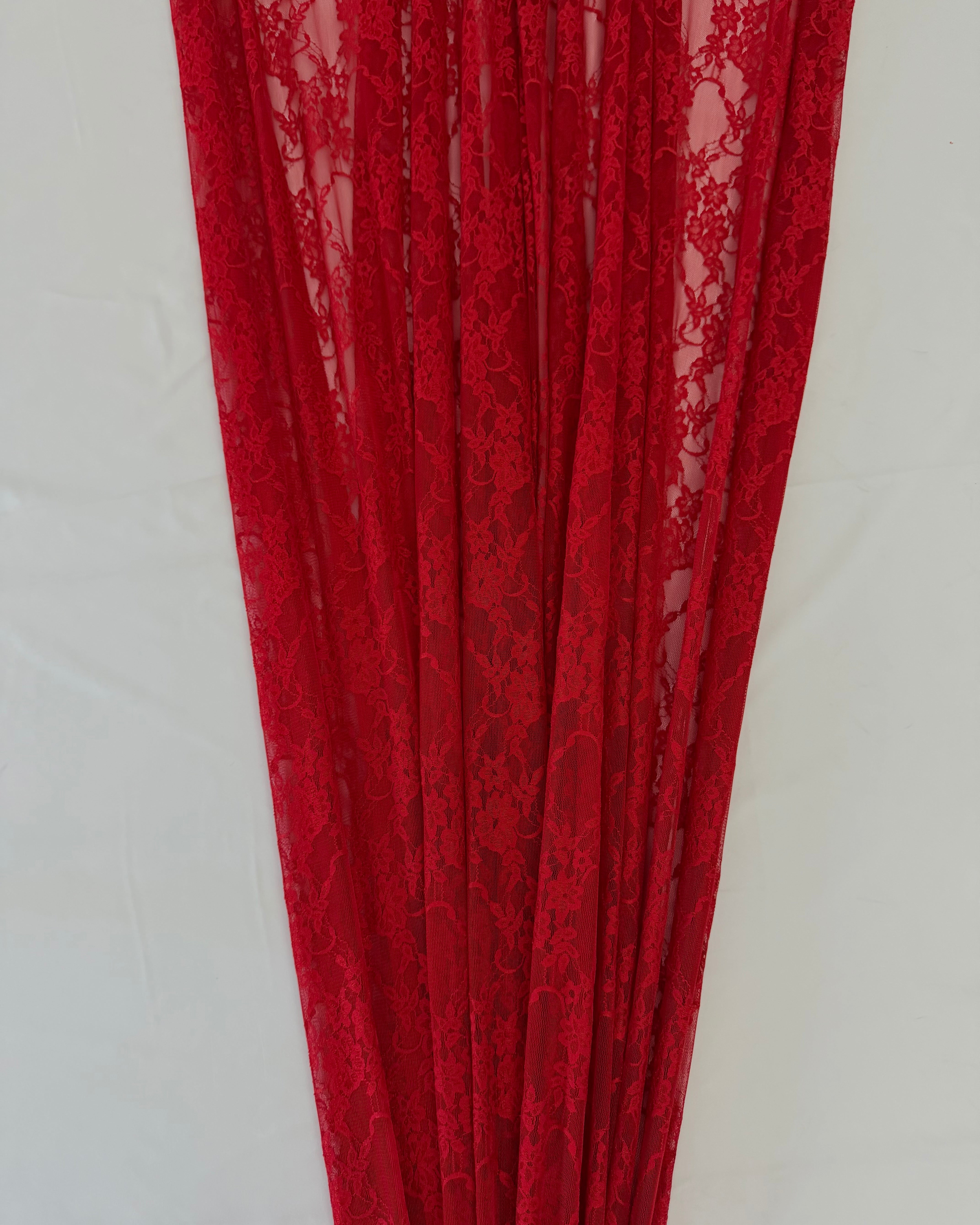 Red Floral Dainty Chantilly Lace, Floral Lace Fabric, Dainty Lace Fabric, Scalloped Lace Fabric, Eyelash Lace Fabric, Sheer Lace Fabric, Delicate Lace Fabric, Bridal Lace Fabric, Wedding Lace Fabric, Couture Lace Fabric