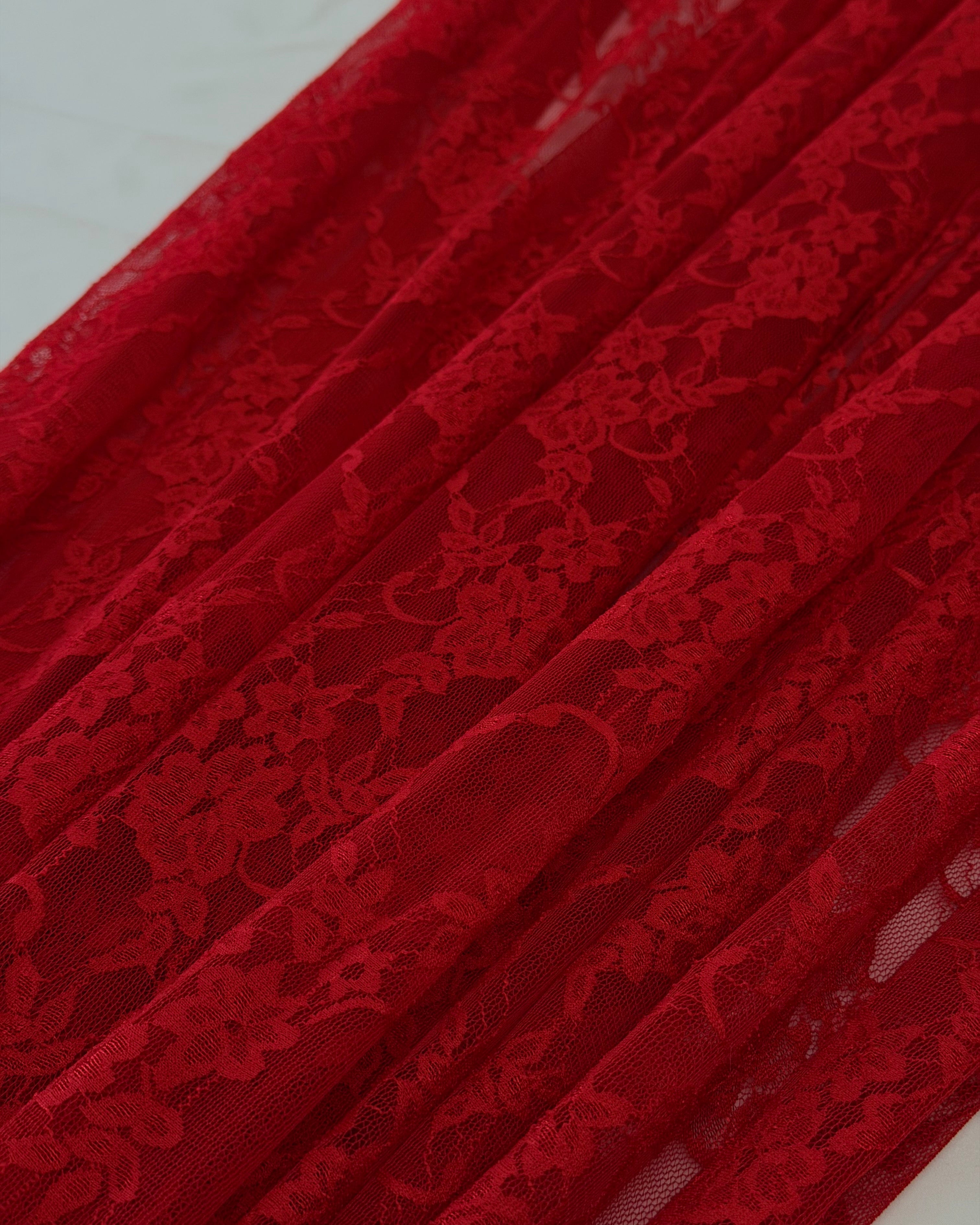 Red Floral Dainty Chantilly Lace, Kiki Sewing Store, Kiki Luxury Fabric, Cheap Fabric Store, Kiki Textiles, Kiki Textile by the Yard, Kiki Textile USA
