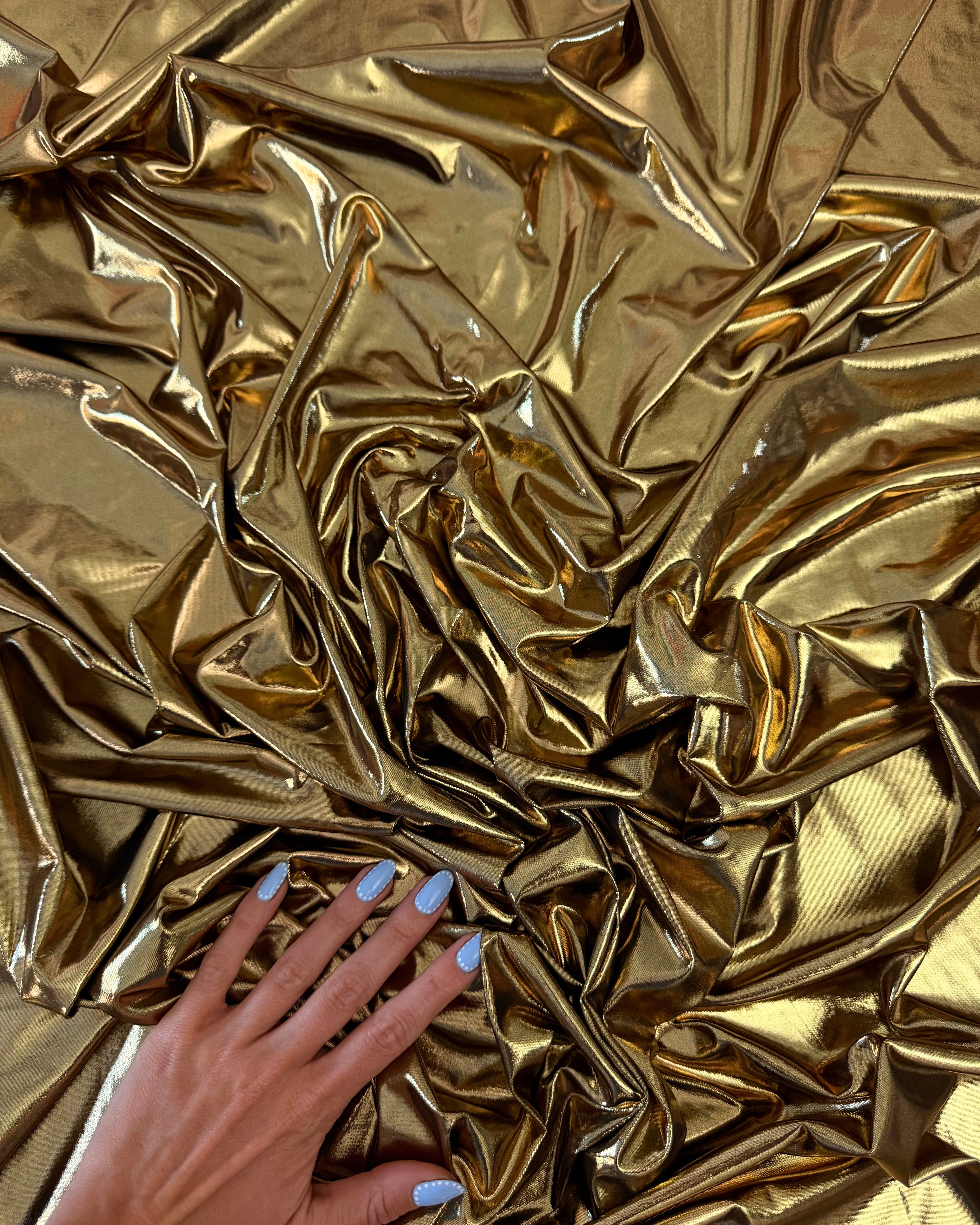 Gold Performance Foiled Spandex, Kiki Sewing Store, Kiki Luxury Fabric, Cheap Fabric Store, Kiki Textiles, Kiki Textile by the Yard, Kiki Textile USA